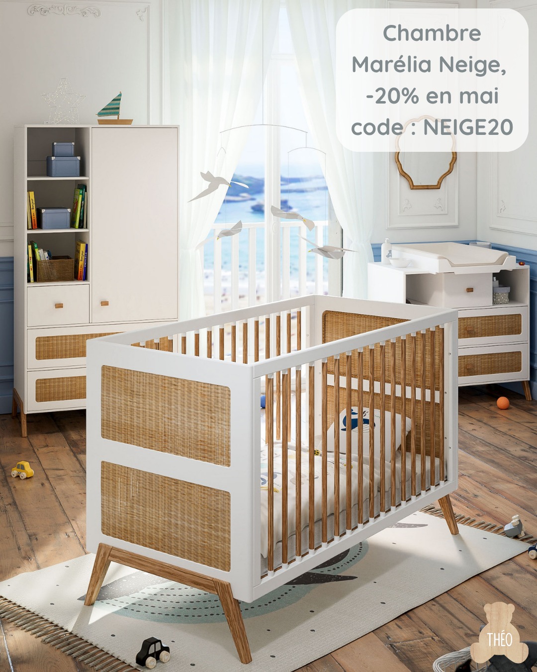 ✨ Promo de Mai ✨
Laissez entrer la lumière avec notre coloris Neige
Profitez de -20% sur nos collections :
Nami Neige, Marélia Neige et Oceania Neige
Un blanc lumineux et intemporel, parfait pour une ambiance douce et apaisante pour la chambre de votre bébé 🌿
🗓 Offre valable du 1er au 31 mai 2026
💻 Code : NEIGE20
C’est le moment idéal pour se faire plaisir (ou faire plaisir) ✨