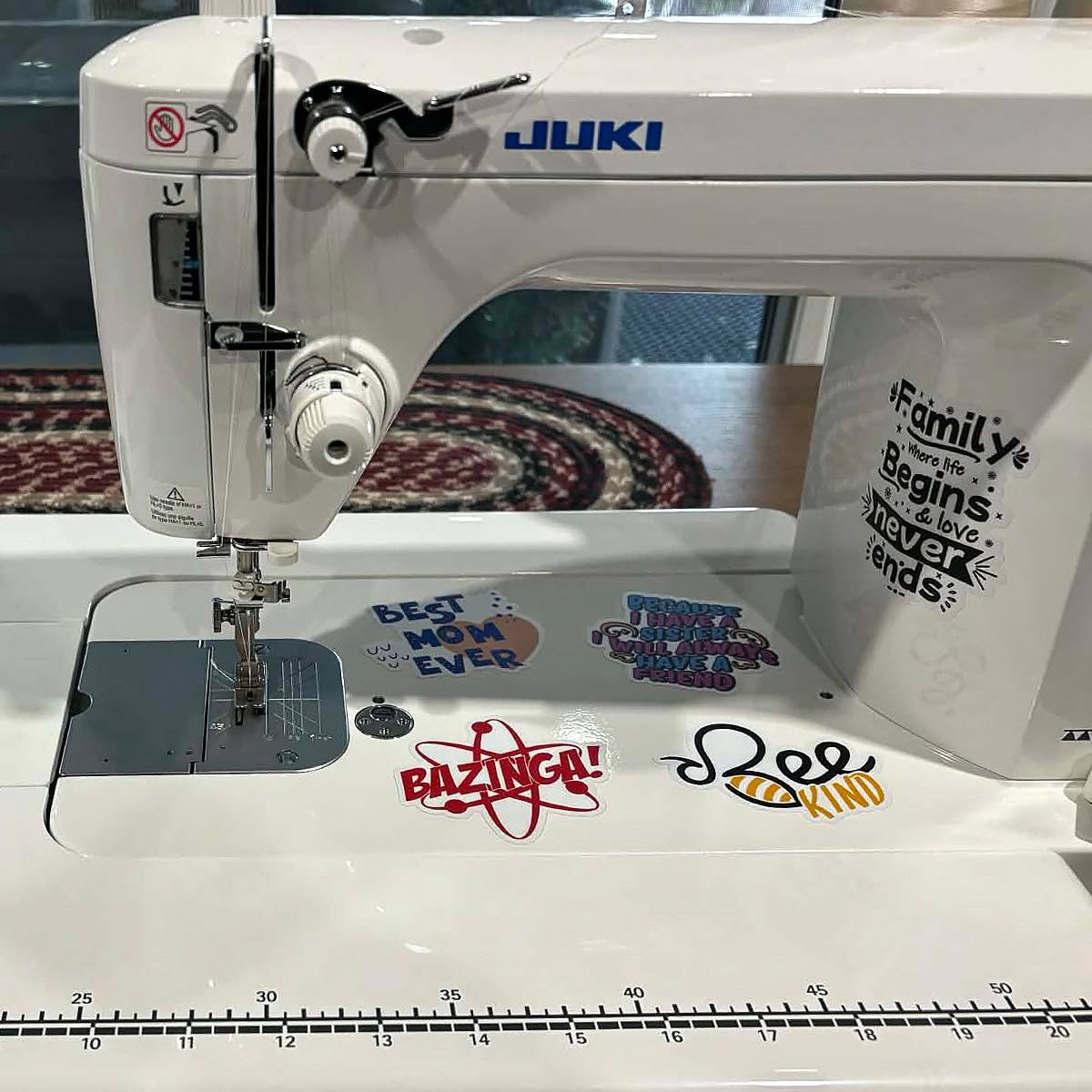 We’ve made many suggestions on where to place our stickers but we’ve never thought of a sewing machine. Looks great Denise! Thank you for your purchases.