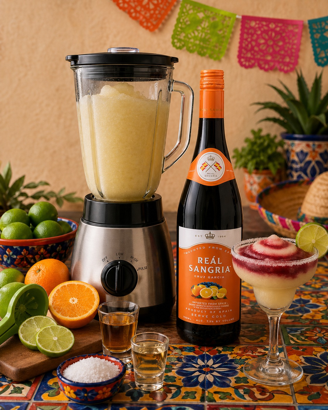 Cinco de Mayo, blended to perfection. 🍹
Frozen margarita meets a bold sangria swirl—because one flavor is never enough.
Reál Sangria—available nationwide.
#ReálSangria #CincoDeMayo #SangriaSwirl #FrozenMargarita #JustAddIce #EasyCocktails #PartyReady #SipAndCelebrate #TasteOfSpain #CocktailHour