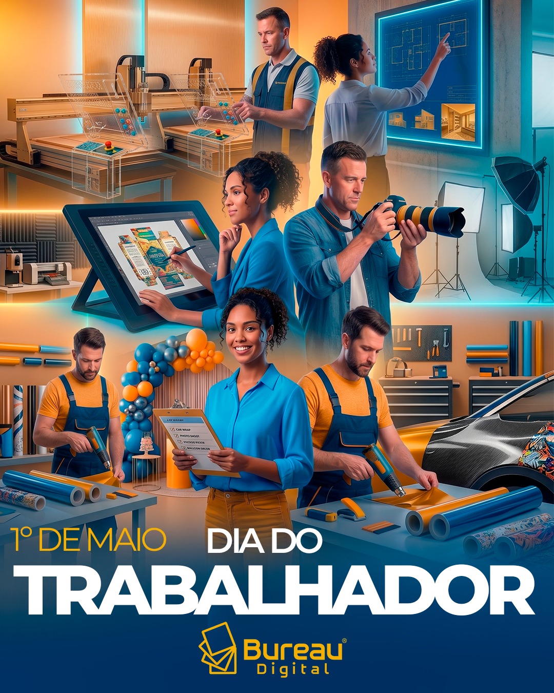HOMENAGEM AO DIA DO TRABALHADOR: A FORÇA POR TRÁS DE CADA PROJETO 🛠️✨
Neste 1º de maio, o Bureau Digital faz uma pausa em suas máquinas de alta resolução para aplaudir quem realmente faz a engrenagem girar: o trabalhador.
Nossa história é escrita diariamente pelas mãos talentosas dos signmakers, instaladores, fotógrafos, arquitetos, designers e organizadores de eventos que confiam em nosso trabalho na Paraíba e no Rio Grande do Norte. Vocês são os verdadeiros arquitetos da comunicação visual, transformando rolos de lona, adesivos e tecidos em sonhos realizados e marcas fortalecidas.
Enaltecemos também nossa equipe interna, que com dedicação e precisão técnica, garante que cada matriz de sublimação e cada impressão UV saia com a perfeição que nossos parceiros merecem.
A todos vocês, que dedicam seu talento para colorir e sinalizar o mundo, o nosso mais profundo reconhecimento. O trabalho dignifica o homem, mas a paixão com que vocês executam cada projeto é o que nos inspira a buscar sempre o melhor em tecnologia e inovação.
Feliz Dia do Trabalhador! 🤝🚀