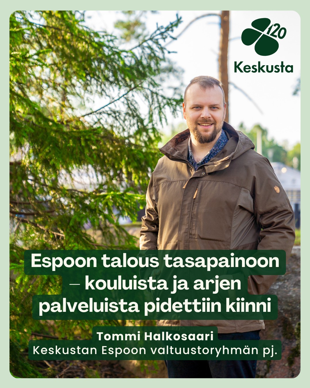 Espoon talouden tasapainotusneuvottelut vuosille 2027–2029 on saatu päätökseen. Ratkaisulla tehdään lähes 70 miljoonan euron pysyvä tasapainotus kaupungin vuosittaisiin menoihin.
Keskustalle oli neuvotteluissa keskeistä turvata Espoon peruspalvelut ja varmistaa, että säästöt eivät kohdistu kouluihin, varhaiskasvatukseen ja arjen palveluihin.
✔ Koulu- ja kirjastoverkko säilyy
✔ Kasvatuksen ja oppimisen palveluihin ei kohdistu leikkauksia
✔ Yli 68-vuotiaiden senioripassi säilyy maksuttomana
– Pieniä kouluja tai kirjastoja ei saa lakkauttaa. Päiväkoteja ja kouluja ei voi viivästyttää, mutta suuria investointeja voidaan tarvittaessa siirtää eteenpäin, kaupunginvaltuutettu ja Keskustan valtuustoryhmän puheenjohtaja Tommi Halkosaari totesi neuvotteluiden tavoitteista.
Keskusta pitää tärkeänä, että Espoo säilyy Espoo-tarinan mukaisesti lasten ja nuorten pääkaupunkina myös talouden sopeutuksen keskellä.
– Olemme puhuneet pitkään hallitusta kasvusta ja kestävästä taloudesta. Nyt myös muut puolueet ovat heränneet siihen, että taloutta on sopeutettava pysyvästi ilman että peruspalveluista leikataan, @halakosaari sanoo.
📊 Neuvottelutulos sisältää myös investointien aikataulumuutoksia sekä veroratkaisuja, joissa tavallisten espoolaisten verotus ei kiristy.