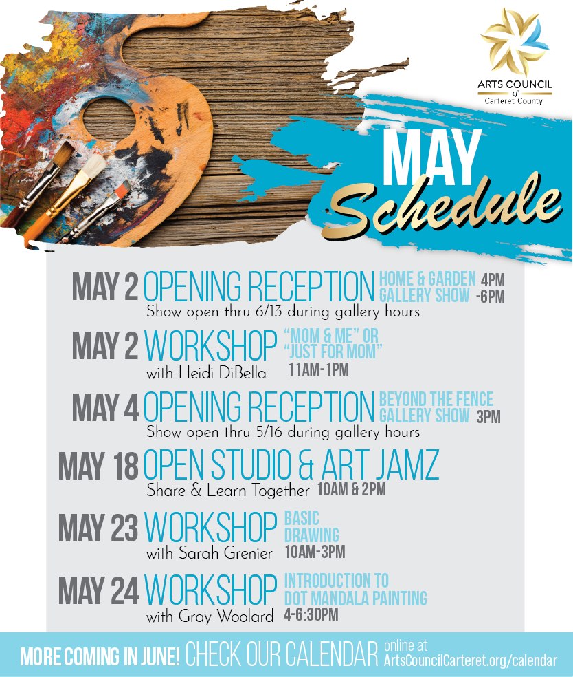 🗓️ It's officially May! 💐
Mark your calendars for these upcoming events!
For more information and registrations, visit ArtsCouncilCarteret.org/calendar 🖥️
#artscouncil #getinvolved #artworkshops #createtogether #artstudio #shareyourart #galleryshow