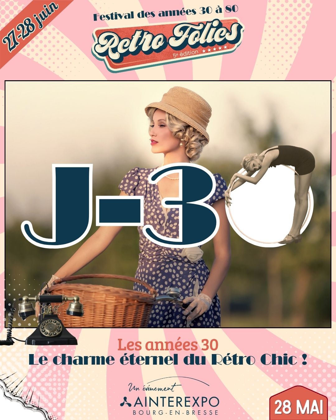 🎉 Retro Folies – Voyage au cœur des décennies | J-30
🎩 Années 30 – L’Élégance
Ambiance cabaret, jazz feutré et glamour à l’ancienne…
On plonge dans l’univers des clubs clandestins, des robes longues satinées et des orchestres swing 🎷✨
Thème phare : #Gatsby & Années Folles
👉 Look conseillé : bretelles, nœud papillon, robes à franges, perles, chapeaux feutre.
👉 Ambiance : #Charleston, swing, esprit rétro chic et festif.
Petit plus : Pensez au photocall Gatsby de Celebrons dans le Hall B !
📍 27 et 28 juin 2026 - Ainterexpo, Bourg-en-Bresse
🎫 Réserve ton pass ici > https://bit.ly/RetroFolies26
#RetroFolies #RetroFolies2026 #Ainterexpo #BourgenBresse #Vintage
#Retro #Annees30 #Cabaret #Jazz #Glamour #AnneesFolles
