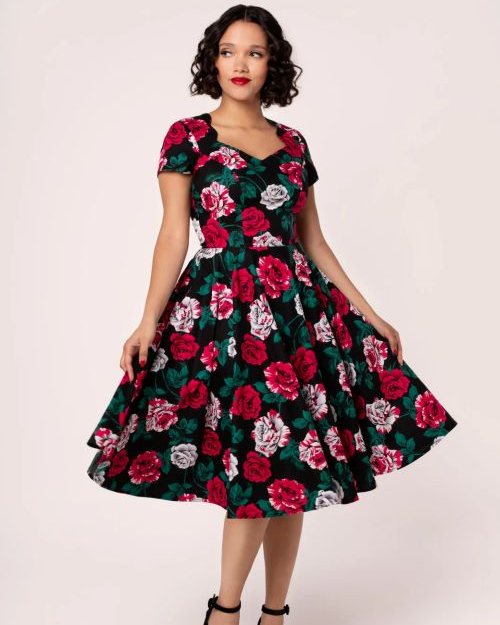 ✨Hint Hint ✨
“Send this to someone who needs a hint 😉
Yes… this is what you want for Mother’s Day.”
The Paint Me Roses Dress is an elegant, 50's-style dress, featuring a bold black base that's stunningly decorated with vibrant artwork of blooming red and white roses.
The short sleeves feature dainty scalloped detailing at the shoulders. The sweetheart neckline offers a flirty touch, whilst the princess seams hug the figure down to the waist. Featuring a full circle skirt which flows from the waistline to create volume and twirl factor, stunning on its own or emphasised with a petticoats.
Hidden pockets in the side seams fit all of your essentials for whatever the day may bring.
#hinthint #mothersday #spoilyourself