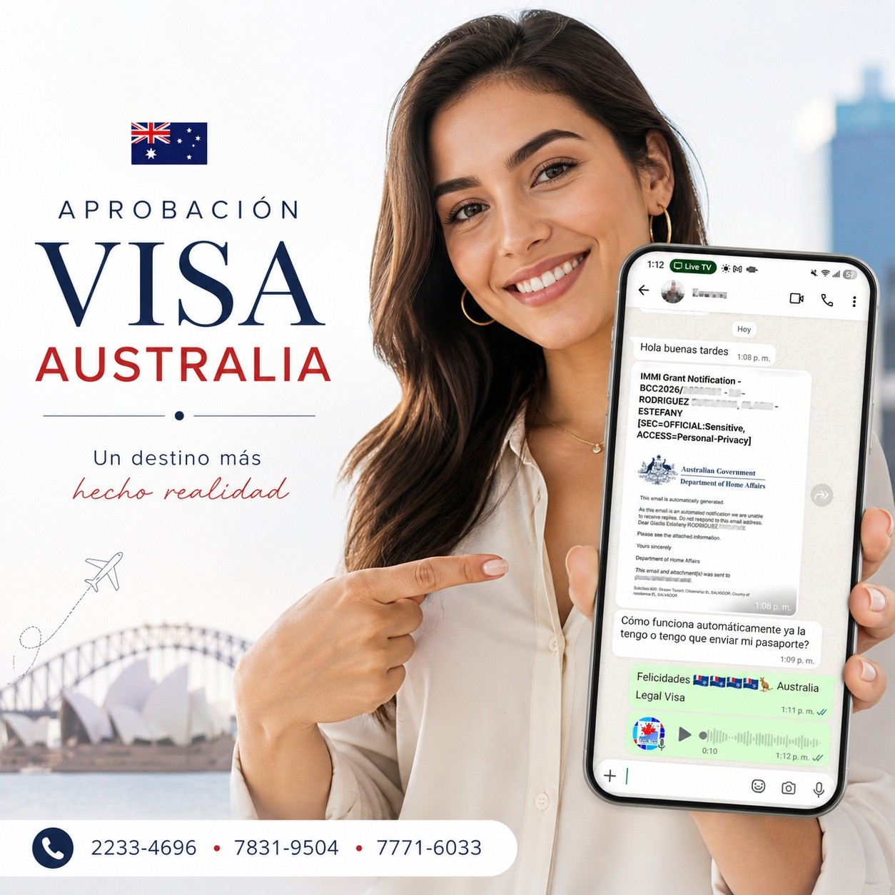🇦🇺 ¡Un destino más hecho realidad!
Nos alegra compartir una nueva aprobación de visa de turista para Australia ✈️🌏
Cada proceso es único, y acompañamos a nuestros clientes en cada paso para que su viaje sea una realidad.
Gracias por confiar en nuestro trabajo
📞 2233-4696 • 7831-9504 • 7771-6033