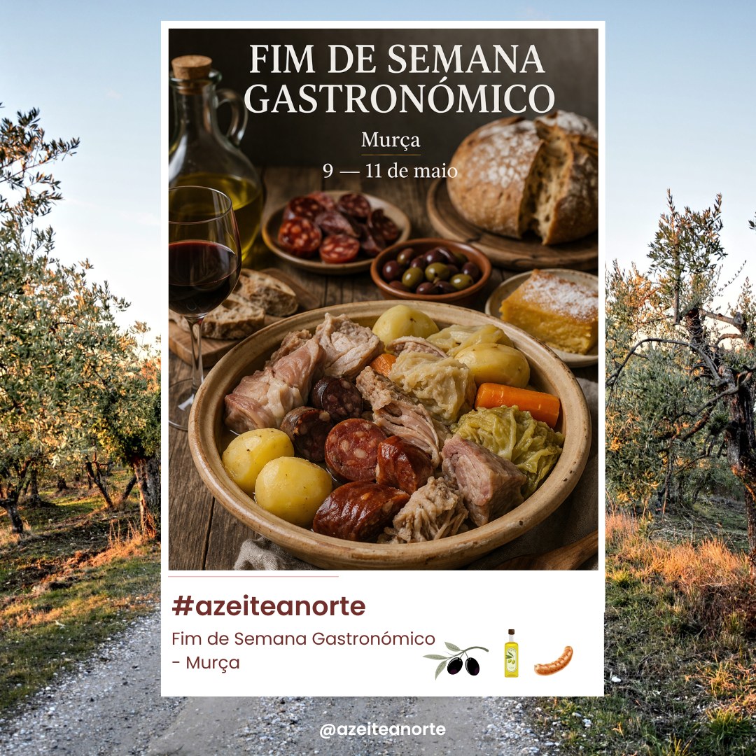 📍 Murça
📅 9 — 11 de maio
Há fins de semana que não se apressam — vivem-se.
Em Murça, a mesa enche-se de tradição, de sabores intensos e de receitas que não mudaram com o tempo neste Fim de Semana Gastronómico.
Aqui, cozinha-se como sempre se fez: com respeito pela terra e pelo que ela dá.
👉 Pratos que marcam: cozido à portuguesa, rico e completo
👉 Sabores de raiz: enchidos, carnes de montanha e pão de forno antigo
👉 Final doce: o clássico toucinho do céu
E no centro de tudo, o que liga cada detalhe:
o azeite — discreto, mas essencial.
Mais do que gastronomia, é identidade.
Mais do que um evento, é território à mesa.
Aqui, não se reinventa.
Mantém-se.
🫒 Porque há sabores que não se explicam — reconhecem-se
#azeiteanorte #murça #gastronomiaportuguesa #dourosuperior #tradicaoamesa #azeite #produtoslocais #trasosmontes #altodouro #saboresdaterra #azeiteportugues #dop #gastronomiatradicional #comidaportuguesa #visitportugal #descobrirportugal #interior #nordestetransmontano #experienciasgastronomicas #restaurantesportugal #produtolocal #culturaportuguesa #foodportugal #portugalfood #saboresdeportugal #eventosportugal #turismogastronomico #vinhoportugues #azeite #finsdesemanagastronomicos
