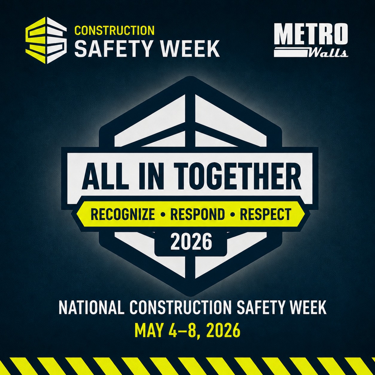 @constructionsafetyweek is here.👷♂️
For us, safety isn’t a campaign — it’s the standard. Every job. Every day.
This week is about dialing in even more: Recognize. Respond. Respect.
All in. Together. 🤜🤛
#ConstructionSafetyWeek #SafetyAlways #MetroWalls