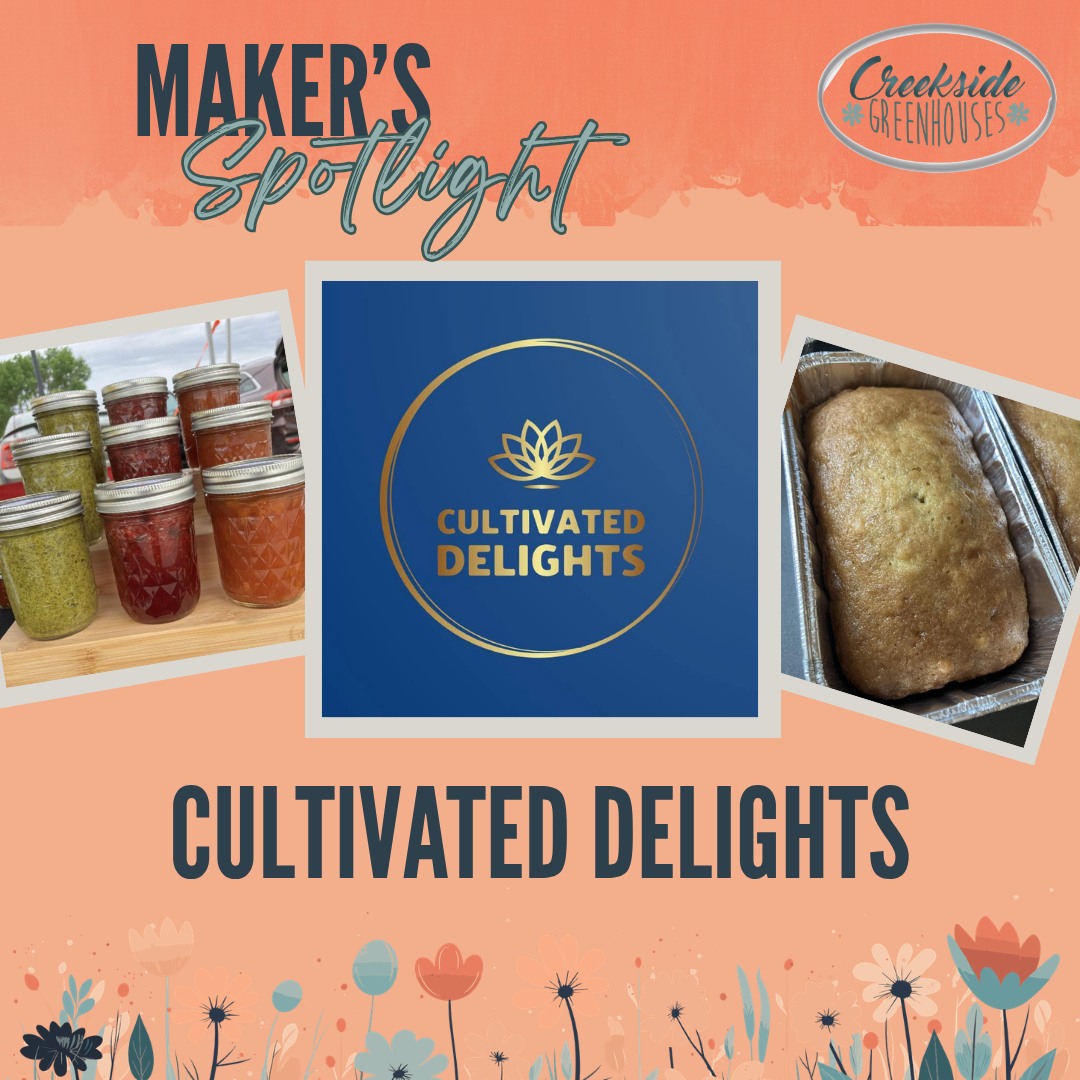 🌸Welcome Back - Cultivated Delights 🌸
Cultivated Delights was created from the belief that true "delight" isn’t something that happens by accident—it is carefully grown, refined, and delivered with intention. To us, "cultivated" means more than just what we make—it’s how we treat our community. We are committed to integrity, creating with passion, and ensuring that every interaction with our brand feels like a personal connection.
At Creekside Greenhouses for our Maker's Market on Sat May 16th 9a-2p.
#creeksidegreenhouses #creeksidemakersmarket #creeksidegreenhousesmn #creekside #flowerpower #makersgonnamake #makerspotlights
