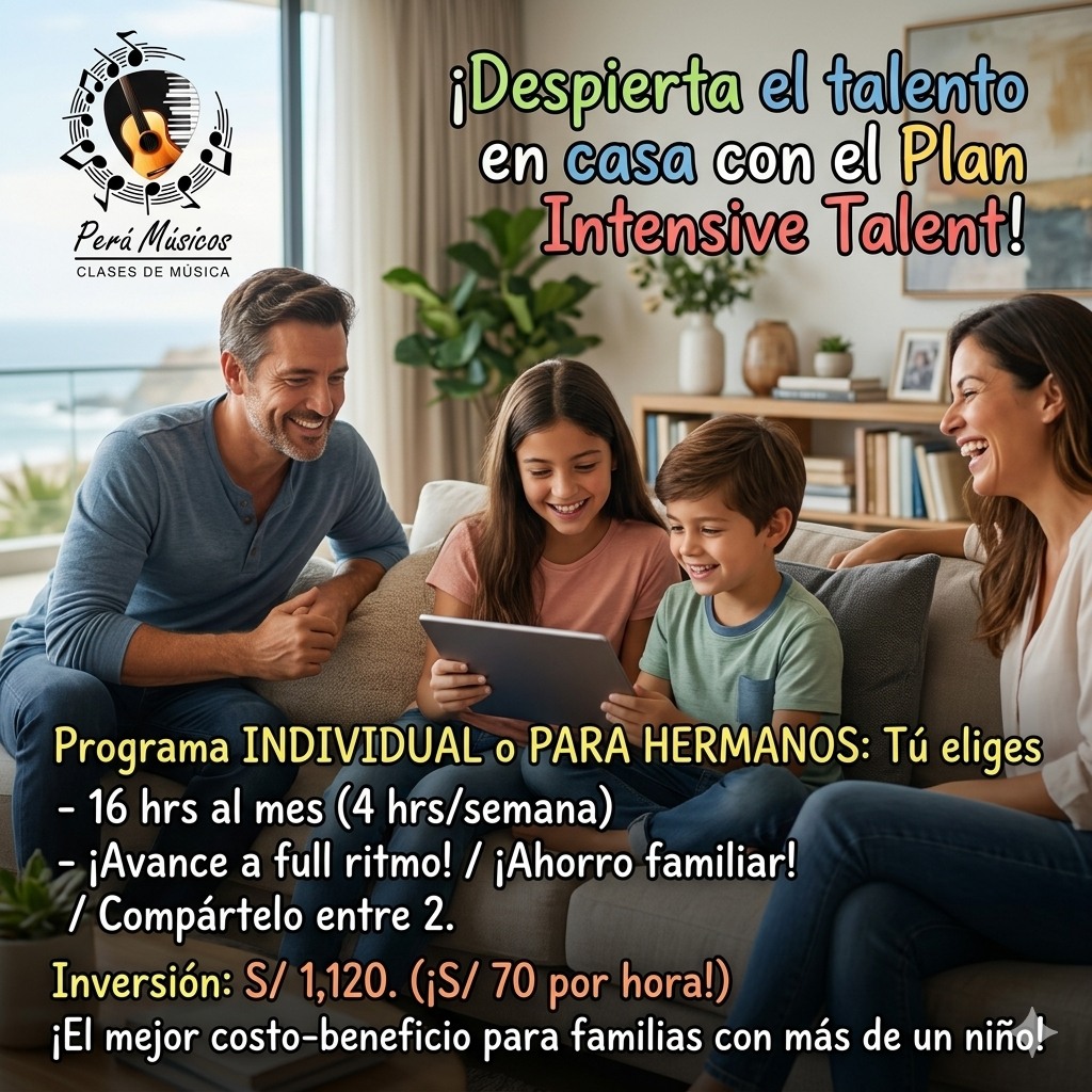 ¿Doble talento en casa? Optimiza tu tiempo y tu inversión con nuestro Plan Intensive. 🎹🏠
Sabemos que la logística familiar puede ser un reto. Por eso, hemos diseñado el programa Intensive Talent de PeruMusicos, la opción más inteligente para familias que buscan resultados tangibles y un ahorro real por cada hora de formación.
Este programa está pensado para dos perfiles de éxito: alumnos con objetivos específicos que desean acelerar su aprendizaje, o familias con dos hijos que quieren aprovechar al máximo la visita de nuestro profesor a casa.
¿Por qué elegir Intensive Talent?
✅ Máximo Rendimiento: 16 horas al mes (4 horas por semana) para una inmersión total en el arte.
✅ Versatilidad Total: Puedes usarlo para un solo alumno o compartirlo entre dos hermanos.
✅ Ahorro Tangible: Al aumentar la frecuencia, tu costo por hora baja a S/ 70, haciendo de esta la opción más atractiva para el presupuesto familiar.
✅ Comodidad: Menos coordinación de horarios y más tiempo de calidad para tus hijos.
Es el programa donde la disciplina se une con la eficiencia para crear un sistema de aprendizaje sin interrupciones.
📍 A domicilio en Lima | 💻 Online para todo el mundo.
"En este nivel, no pagas por horas de instrucción, sino por un sistema diseñado para que tus hijos desarrollen disciplina y sensibilidad artística desde casa."
💬 ¡Haz una inversión inteligente! Comenta la palabra "HERMANOS" o envíanos un mensaje al WhatsApp para activar este beneficio familiar hoy mismo. 🚀
www.perumusicos.com
Reserva tus clases al Whatsapp https://wa.me/51922168421 y https://wa.me/51984150584
#PeruMusicos #IntensiveTalent #AhorroFamiliar #HermanosMusicos #ClasesADomicilio #TalentoAcelerado #PianoLima #EducacionDePrestigio #DisciplinaHogar #MusicaParaHermanos #InversionInteligente #PNLMusica #ClasesOnline