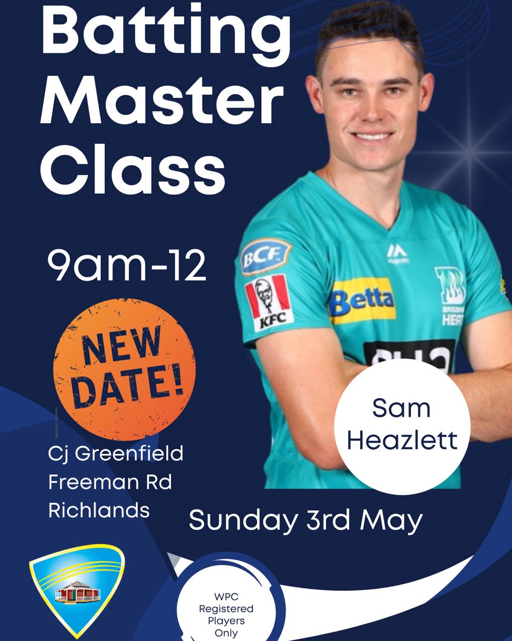 📣📣 Please note date changes!
Batting master class now tomorrow - Sunday 3rd
Bowling master class Sunday - 17th May