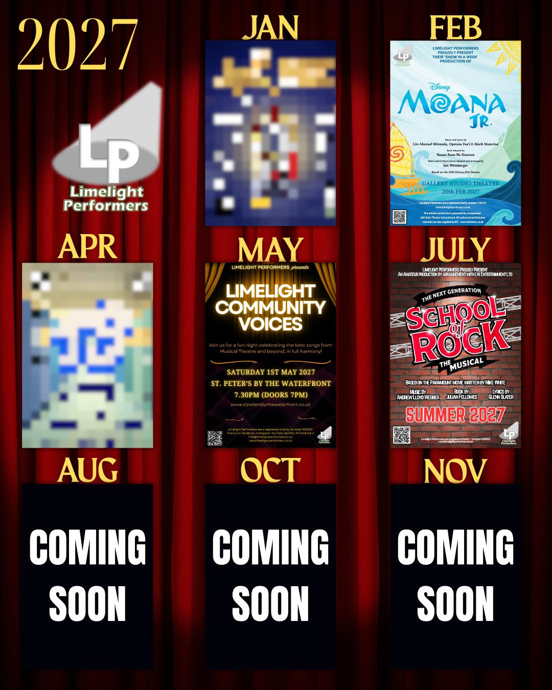 🚨 Big news alert! 🚨
We’ve already shared some of our plans for 2027, but we’ve got more exciting productions that we can’t wait to reveal on our socials starting 6PM this Friday! ⏰✨
📅 Coming soon: New projects for January & April!
👀 Teasers ahead: August, October & November – we can’t spill all the secrets yet, but we will drop some clues and dates for what we can!
Keep your eyes 👀 on this page to be the first to know!
❓ Have the pixelated posters given you any guesses for what might be coming? Drop them below! 👇💭