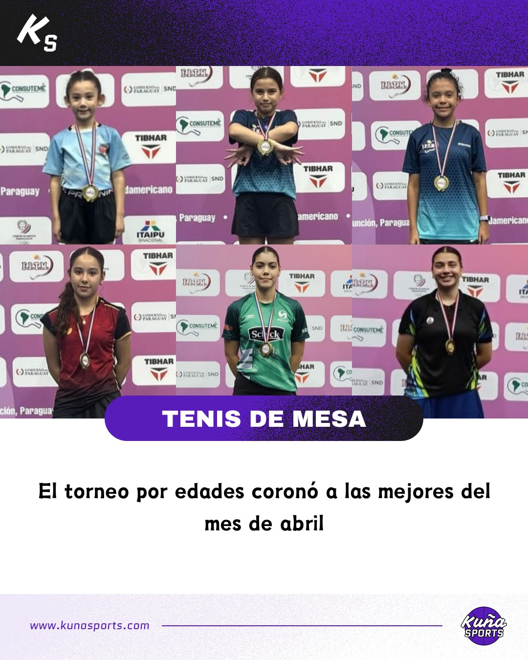 ¡Las mejores!🙋🏻♀️
🏓Se disputó una nueva jornada del Torneo por Edades de la Federación Paraguaya de Tenis de Mesa, esta vez correspondiente al mes de abril.
⬇️En la rama femenina hubo competencia en seis categorías, con los siguientes podios:
Sub 09
🥇Mía Sosa
🥈Paula Antar
🥉Génesis Riveros
Sub 11
🥇Fiorella Vilizio
🥈Mía Sosa
🥉Paula Antar
Sub 13
🥇Bianca Antar
🥈Anabel Ibáñez
🥉Emma Vargas
Sub 15
🥇Nahiara Antar
🥈Ámbar Fernández
🥉Bianca Antar
Sub 19
🥇Florencia Paiva
🥈Paloma Rivarola
🥉Lía Arzamendia
Sub 21
🥇Lia Arzamendia
🥈Paris Ortiz
🥉Laura Furtado
🥳Y ya que estamos en modo celebración, te contamos que Asunción será sede del Campeonato Mundial Juvenil ITTF 2027.
🇵🇾¡Mí país! ¡Mí país!
📸 @fptmparaguay.
#KuñaSports💜