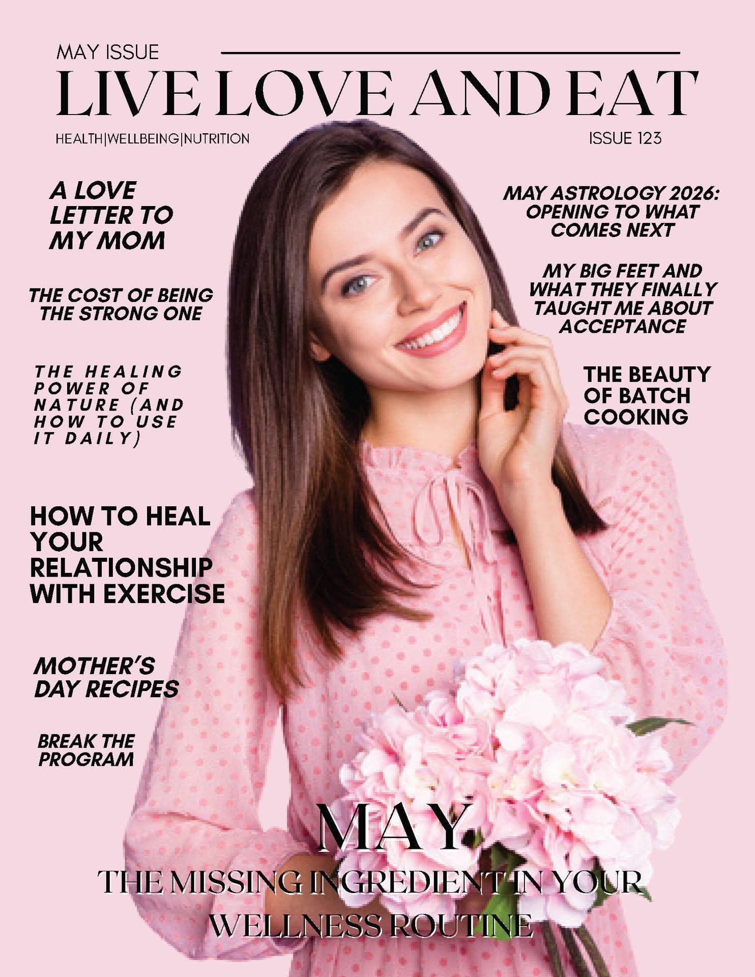 Our May issue of Live Love and Eat Magazine is officially out!
This month, we’re celebrating growth, renewal, and nurturing yourself—inside and out. From the healing power of nature to simple ways to reconnect with yourself, it’s filled with inspiration for the season ahead.
Take a moment, pour a cup of tea, and enjoy
What are you growing this May?
Order your copy here: https://www.liveloveandeatmagazine.com/order-your-copy