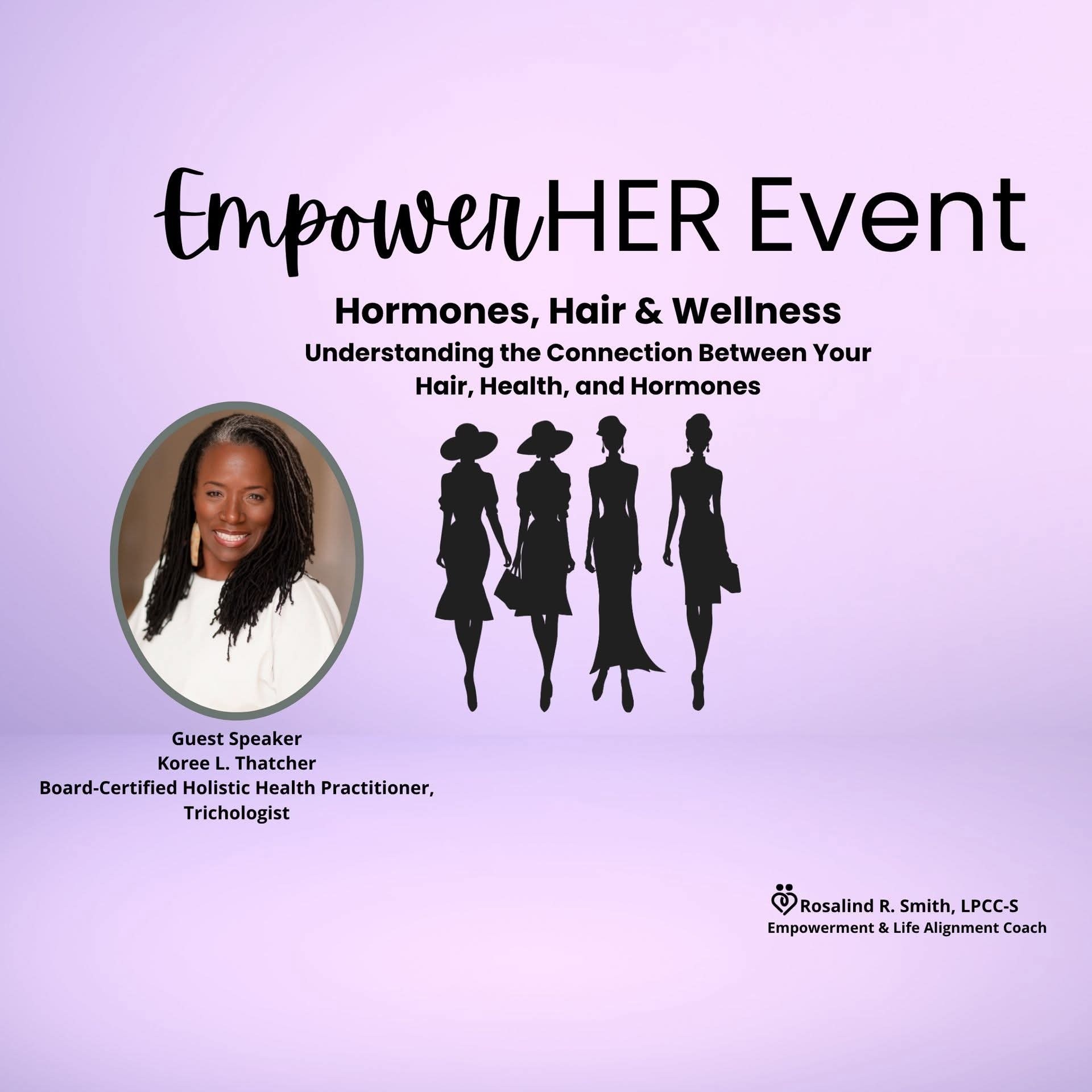 My personal battle with endometriosis and fibroids taught me that you cannot isolate the symptoms.
You simply cannot treat the hair without addressing the systemic inflammation underneath.
Everything is connected—your gut, your hormones, your breath, and your crown.
Join me Saturday, May 16th at 1:00 PM for another virtual experience with the EmpowerHER Event, where we will be discussing Hormones, Hair, and Wellness.