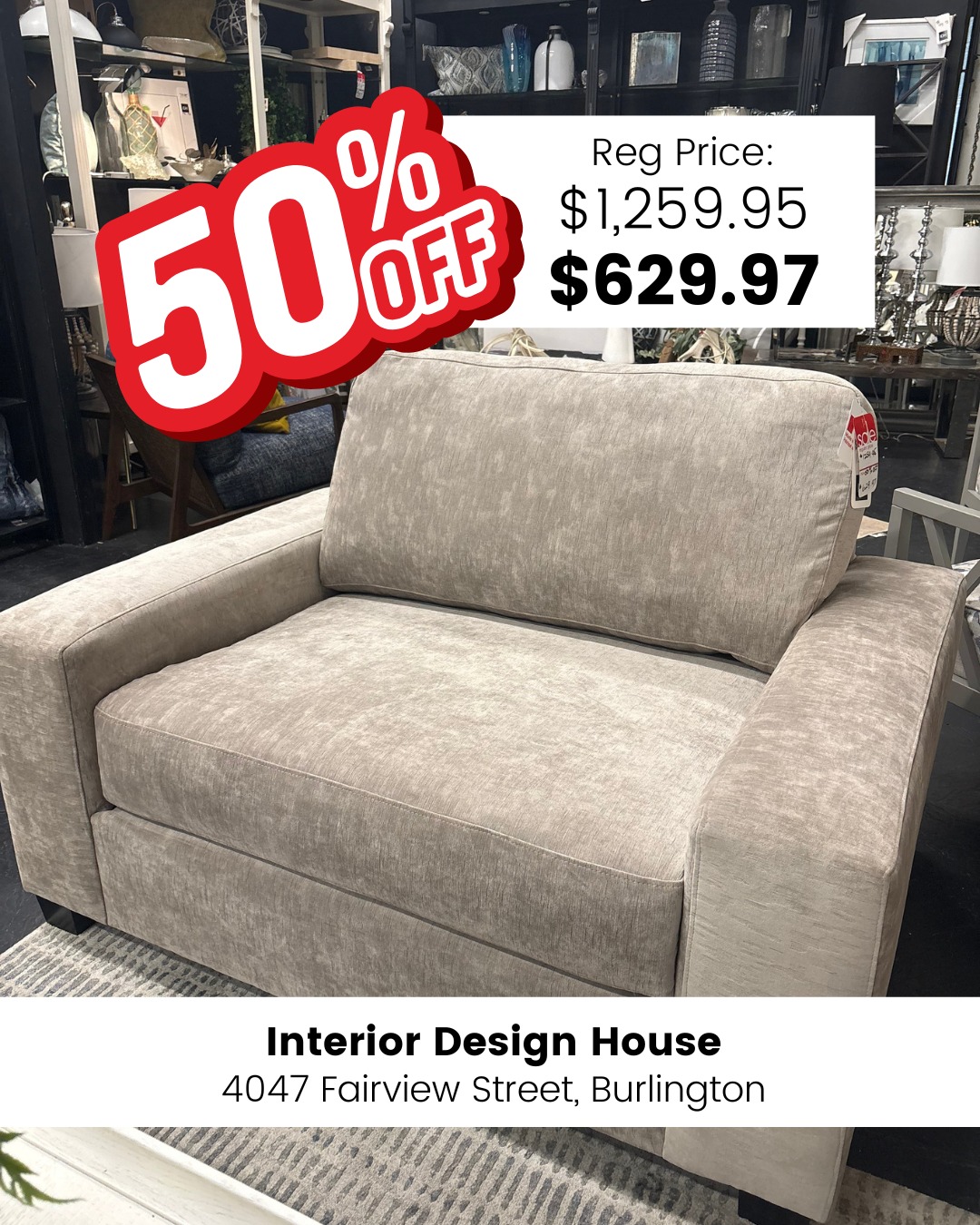 š£ BIG UPHOLSTERY SALE ON NOW! š£
Save up to 70% on select sofas, ottomans, sectionals and armchairs.
š4047 Fairview Street, Burlington
šwww.interiordesignhouse.com