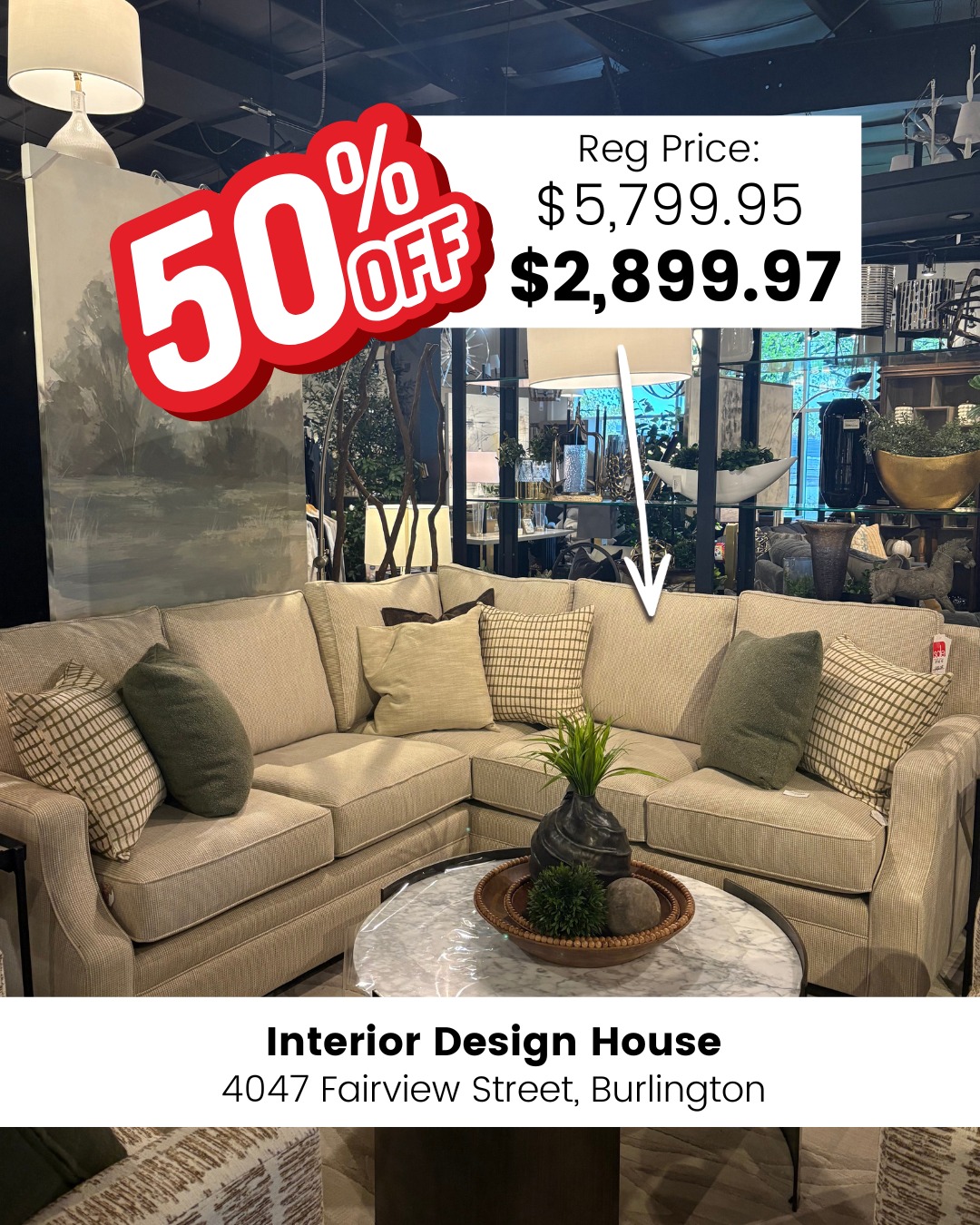 š£ BIG UPHOLSTERY SALE ON NOW! š£
Save up to 70% on select sofas, ottomans, sectionals and armchairs.
š4047 Fairview Street, Burlington
šwww.interiordesignhouse.com