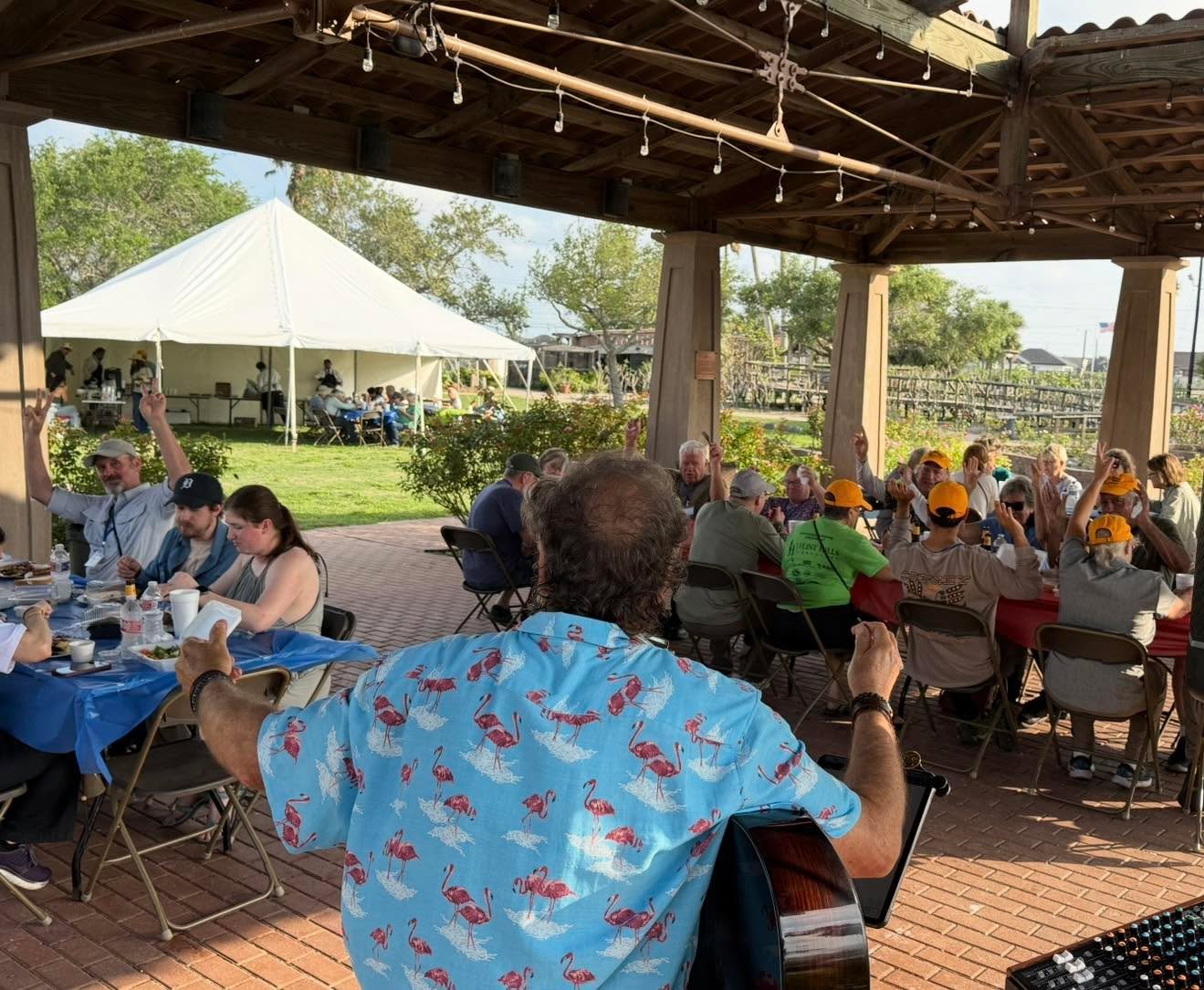 Texas Knows BBQ - BFIA Welcomes Birders with some Southern Hospitality and Good Food courtesy of mikecottensbbq combined with the Melodious voice of Brad Brown - Perfect Evening and Fun had by All