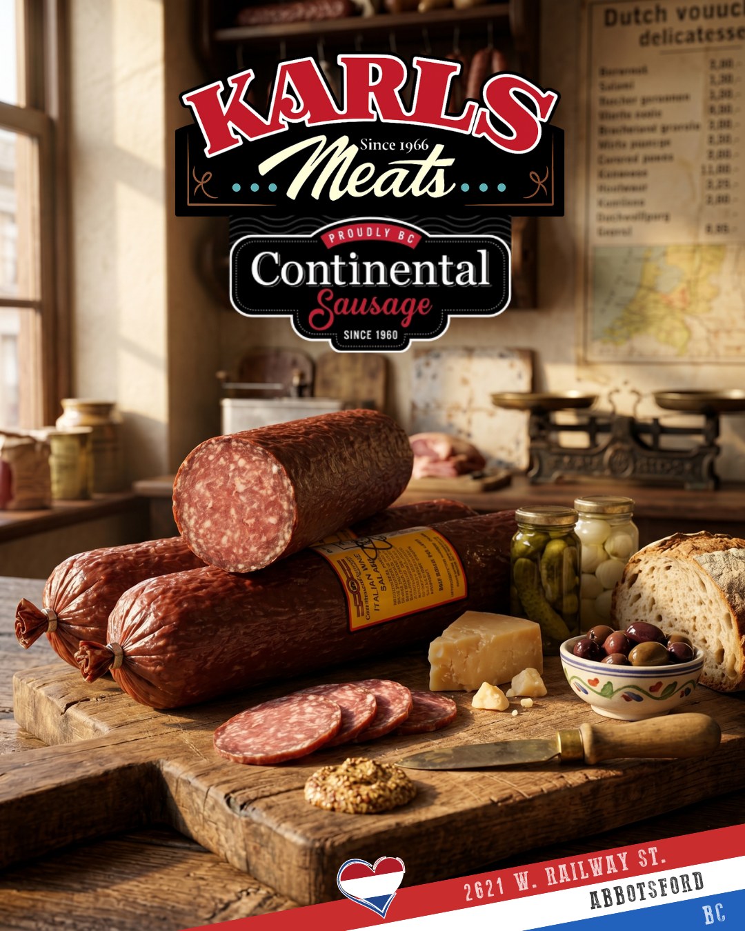 🇳🇱 The Dutch have a simple rule about snacks…
If you can slice it, pair it with cheese, and stand at the counter “just trying one more piece” — it’s probably a good choice 😄
This Italian Wine Salami from Continental Sausage has that rich old-world flavour people keep coming back for 🍷🥩
Perfect for:
• Charcuterie boards
• Sandwiches & tosti’s
• Late-night fridge raids 👀
• Or “accidentally” eating slices while unpacking groceries
Pair it with a sharp cheese, pickles, crusty bread, and you’re basically halfway to a European lunch already 🇳🇱💪
Stop by Karl’s Meats and grab some for the weekend!
📍2621 W Railway St, Abbotsford, BC
📞 (604) 859-9011
Smakelijk eten! 😋
— The Karl’s Meats Team 💪
#KarlsMeats #ItalianWineSalami #ContinentalSausage #DutchHeritage #SupportLocal #CharcuterieBoard #DeliMeats #AbbotsfordBC #EuropeanFlavours #ButcherShop #ShopLocal
