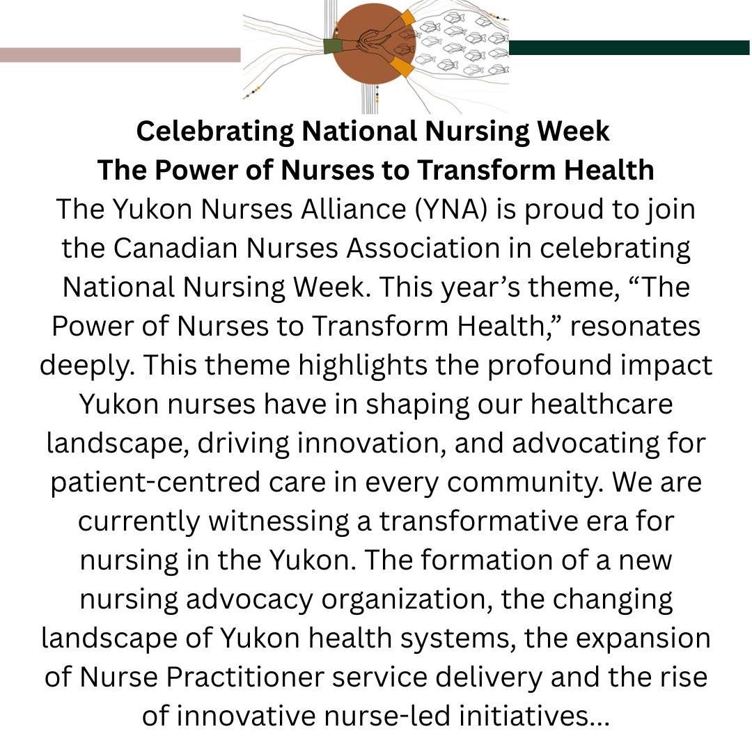 The Yukon Nurses Alliance is running a Nurses Week giveaway to recognize the nurses who support Yukoners, their teams, and their communities every day.
To enter, use our “add yours” template in our “Nurses Week” highlight to share a story about a nurse within the territory that inspires you and transforms health (secret: they all do). Post to your story, tag @yukonnurses and the nurse you want to highlight. Nurses and members of the public are welcome to participate; however, prizes may only be awarded to eligible Yukon nurses.
Each eligible Yukon nurse tagged will receive one entry into the draw. Current Yukon Nurses Alliance members will receive two entries.
Contest details:
Contest closes: May 17, 2026 at 11:59 p.m. Yukon time
Draw date: May 18, 2026
Eligibility area: Yukon, Canada
Prizes: Multiple prizes donated by local Yukon businesses.
Two Entry’s ($160) @eclipsenordichotsprings
Two Items (approx. $140) @yukonbuilt
Gift Card ($40) @riverside_grocery
Odds of winning: Depend on the number of eligible entries received.
No purchase necessary.
To be eligible to win, selected entrants must be able to provide proof of a current Yukon nursing licence and must correctly answer a time-limited mathematical skill-testing question. YNA board members are not eligible to win.
Selected winners will be contacted by the Yukon Nurses Alliance after the draw. If a selected entrant cannot be contacted, does not meet eligibility requirements, cannot provide proof of licensure, or does not correctly answer the skill-testing question, YNA reserves the right to redraw.
This giveaway is not sponsored, endorsed, administered by, or associated with Instagram, Facebook, or Meta. By participating, entrants release Instagram, Facebook, and Meta from any responsibility related to this contest.
Thank you to the local Yukon businesses helping us celebrate nurses this Nurses Week.