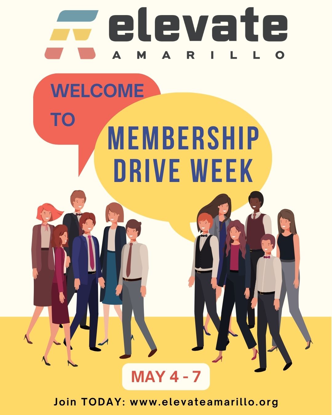 🎉 Get Ready for Elevate’s 2026 Membership Drive Week! 🎉
This week, we’re kicking off a full week of exciting events designed to connect, recruit, and celebrate! Here’s what’s happening:
Monday: The Membership Drive begins! The raffle opens, and outreach kicks off. Let’s spread the word and invite new faces to join the Elevate community! Interested in joining Elevate? Go to our website linked in bio!
Tuesday: We’re launching the NexGen Initiative in partnership with the WTAMU Honors Program. Let’s inspire the next generation of leaders! Want to become a mentor for these kids? Go to our website linked in bio for more information on the Mentorship program!
Wednesday: Elevate members…Join us for a Lunch & Learn with the Elevate Cabinet. We’ll share our vision, goals for the year, and how we can grow together. First United Bank, Lone Star Room (1900 E 34th Ave Ste 100)
Thursday: Celebrate with us at Happy Hour and find out who wins the raffle! Let’s toast to a successful week and the future of Elevate.
Six Car Pub & Brewery (625 S Polk St
This Membership Drive is all about people, growth, and making an impact. Together, we can continue to Elevate Amarillo to new heights. Want to learn more or get involved? Read more from the link in our bio!