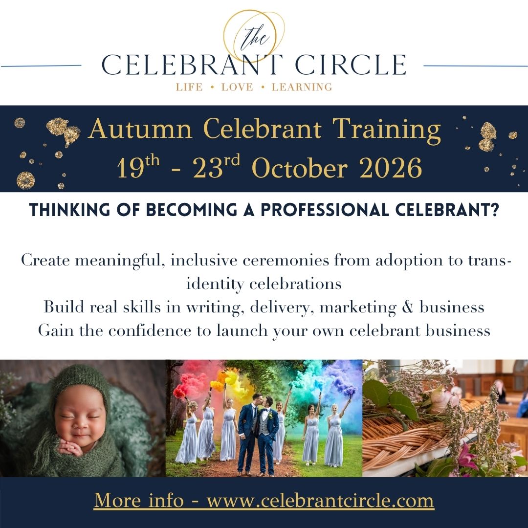 Last training opportunity for 2026.
Become a professional celebrant, training alongside your colleagues.
A week of highs and lows, tears and laughter.
We are here to support you in setting up and developing your business.
We are here to guide and support you through your celebrant adventure.
Join our 'Gold Standard' training and become a part of our Circle.
WhatsApp 07305 531 610 to ask any questions, or email info@celebrantcircle.com to email us.
All info on our website
Shelley, Jacqueline and Team
#BeACelebrant
#CelebrantTraining
#UKCelebrantTraining
#professionalcelebrant