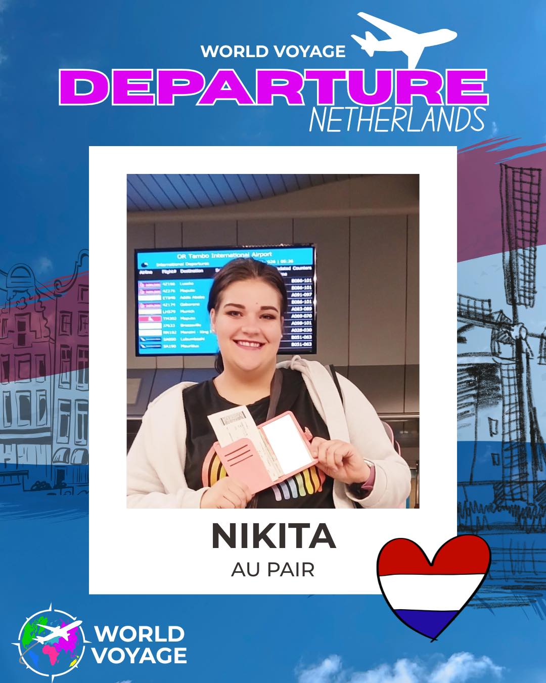 Nikita has officially boarded her plane and is now in the Netherlands starting her new adventure! 🇳🇱
What once felt like a big dream is now her reality. A new home, a new family, and a whole new chapter unfolding. 📖
Bon voyage, Nikita. 🩷 ✈️ We hope this new chapter brings you growth, unforgettable memories, and moments that make you proud of how far you’ve come 💛
#AuPairDeparture #NetherlandsBound #WorldVoyage #TravelJourney #NewBeginnings