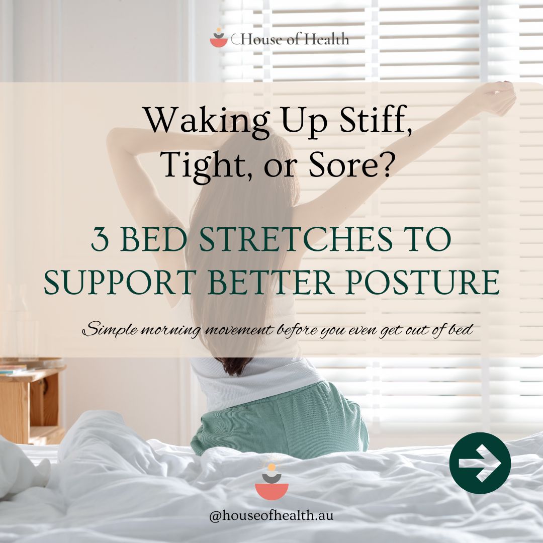 🌿 Your body has been resting for hours overnight.
Starting your morning with gentle movement can help reduce stiffness, support spinal mobility, and improve posture throughout the day.💗
✨ These simple bed stretches are an easy way to care for your spine before your feet even touch the floor.
✔️ Gentle
✔️ Beginner-friendly
✔️ Easy to add into your daily routine
If you’re needing deeper support for posture, tension, or spinal health, we’re here to help.
Link in bio 💖
#PostureTips #posturetips #morningstretch #chiropracticcare #PostureMatters #posturematters #mobilityexercise #morningroutine #WellnessRoutine #neckpainrelief #backpainrelief #HolisticHealth #holistichealth #wellnessaustralia #mooneeponds #houseofhealth #wellnesstips #WellnessJourney #wellnessjourney #healingjourney #slowdown #healthtips #healthyliving #NaturalHealing #naturalhealing #SpinalHealth #spinalhealth #naturalpainrelief #chiropractic #chiro