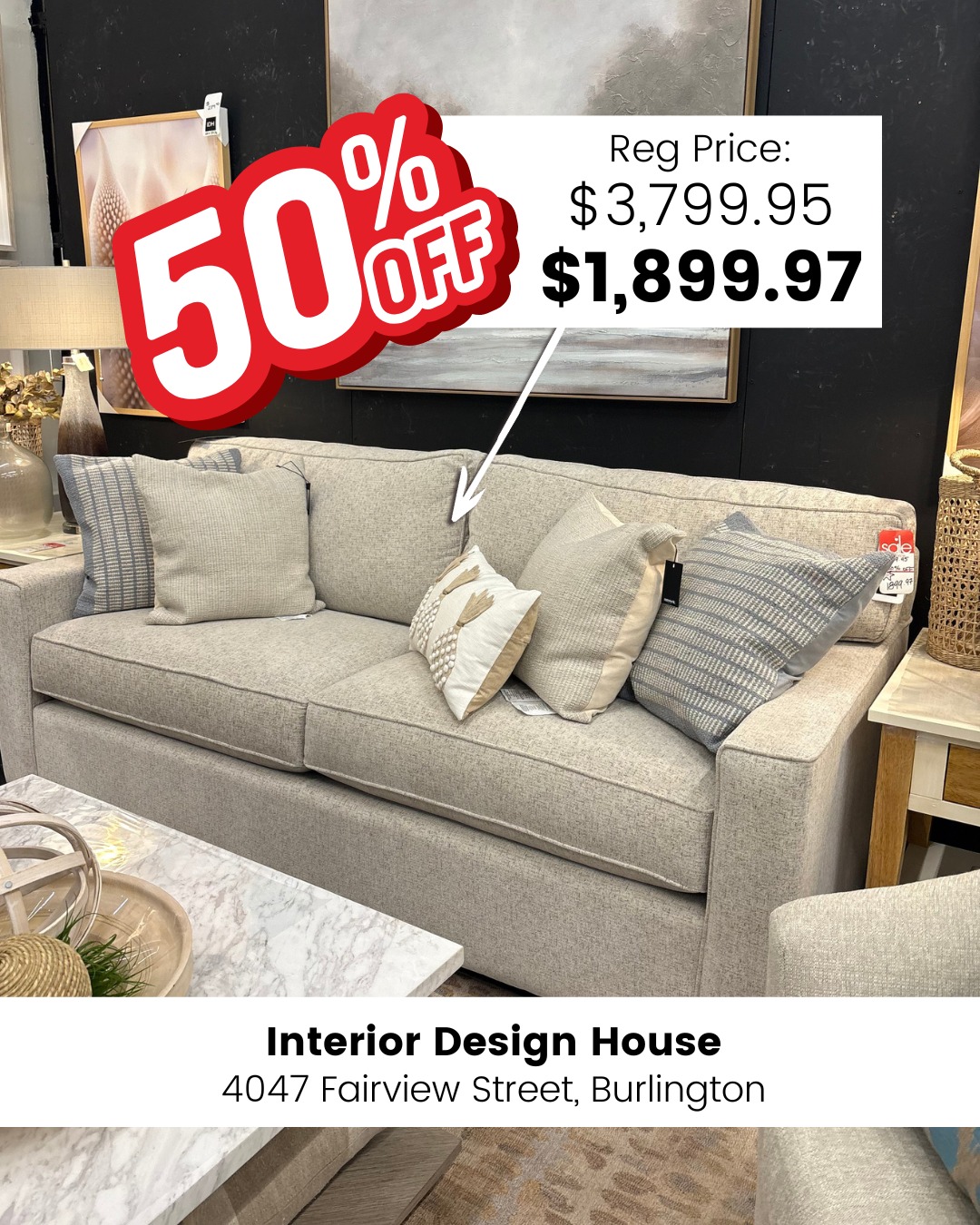 š£ BIG UPHOLSTERY SALE ON NOW! š£
Save up to 70% on select sofas, ottomans, sectionals and armchairs.
š4047 Fairview Street, Burlington
šwww.interiordesignhouse.com