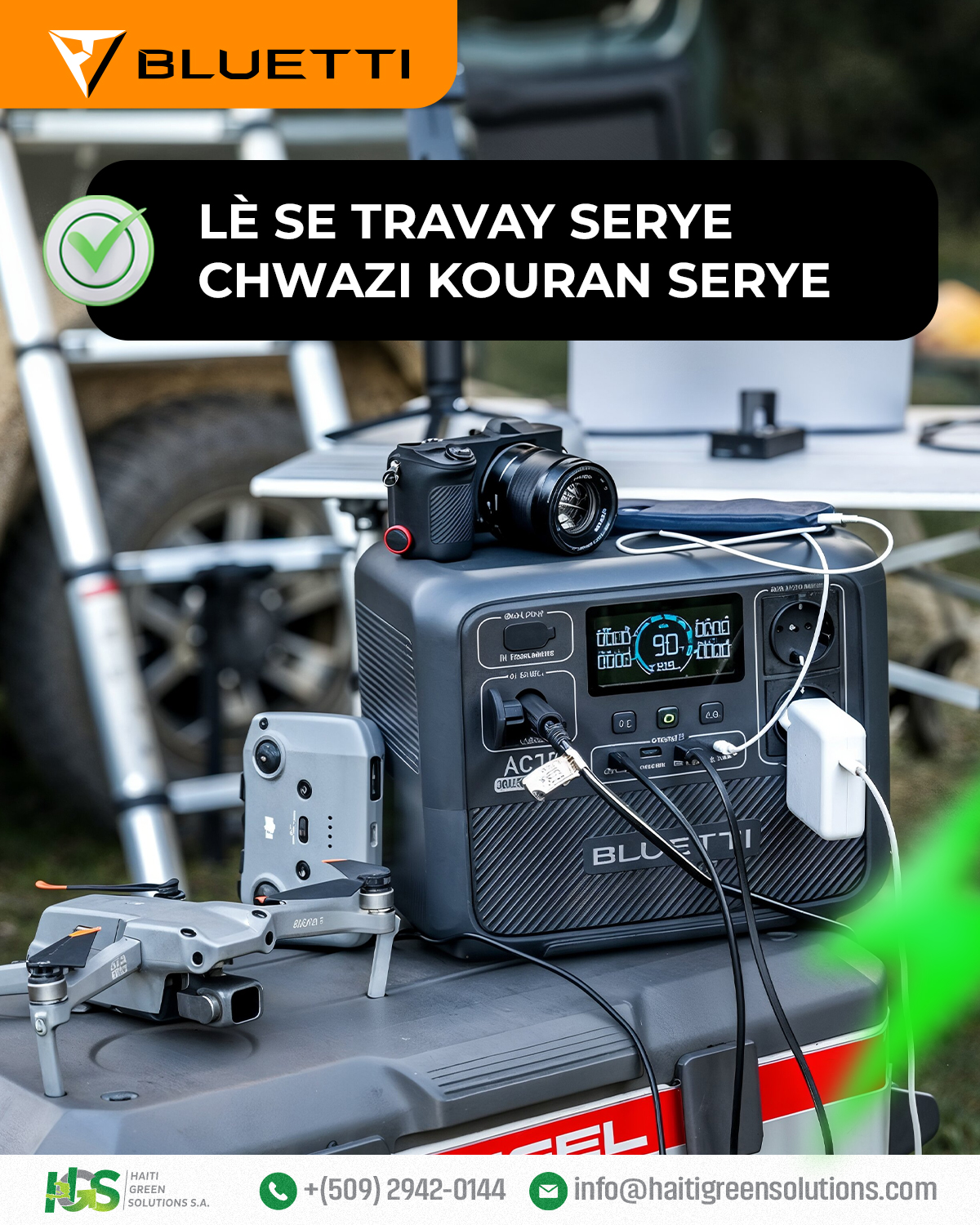 Lè w se pwofesyonèl, blackout pa dwe ap ba ou boul. BLUETTI a 100% pòtab epi dirab pou w kapab rechaje materyèl ou alèz…!
#ProfessionalPower #Corporatesolarpower #HGS #HaitiGreenSolutions