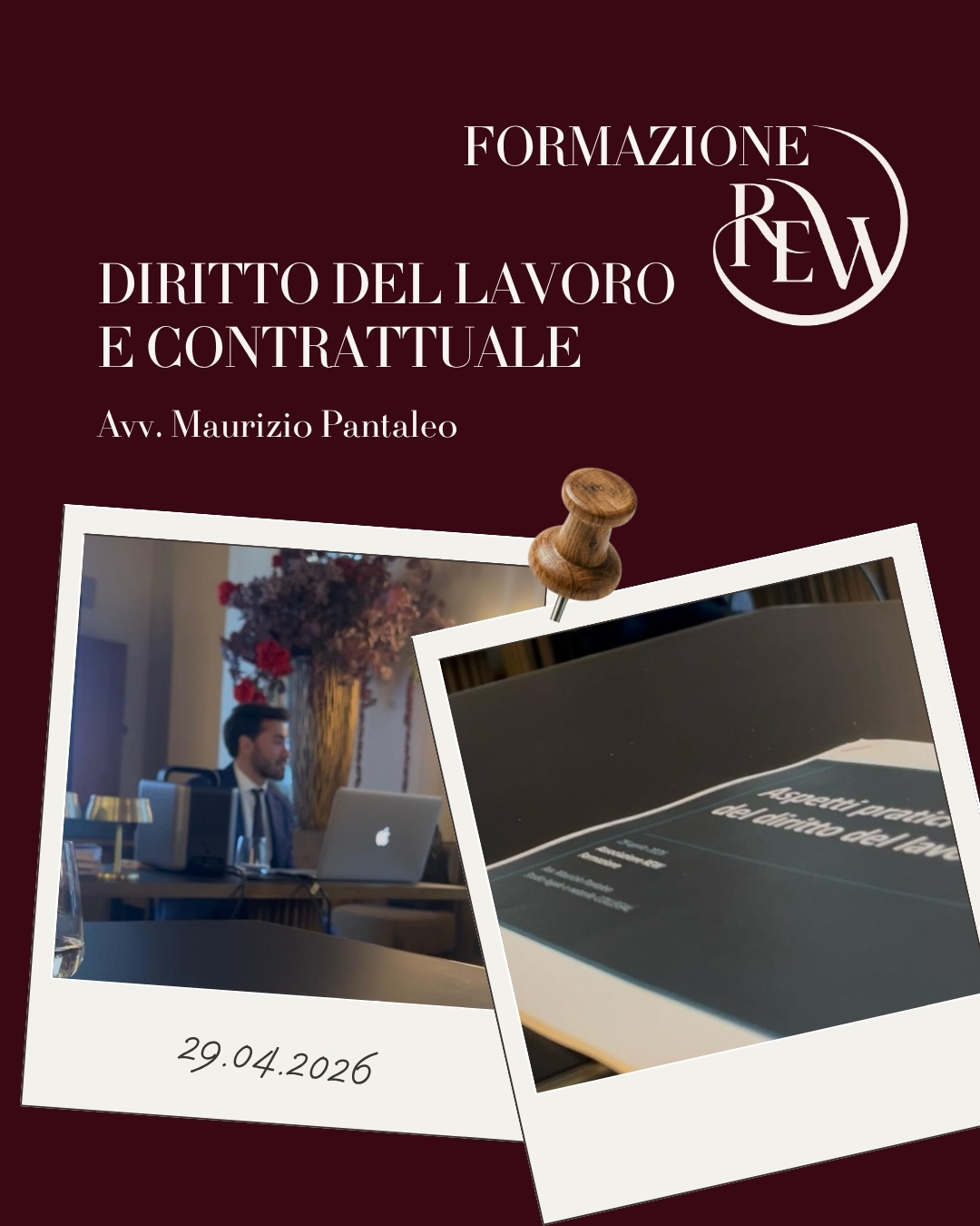 Lo scorso mercoledì si è tenuta la serata di formazione REW dedicata al diritto del lavoro e contrattuale, a cura dell’avvocato Maurizio Pantaleo.
Un momento concreto di approfondimento e confronto su temi che incidono in modo diretto sulla vita professionale e, spesso, anche su quella personale: dalla gestione dei rapporti di lavoro alle implicazioni contrattuali, fino alle dinamiche che regolano diritti, doveri e responsabilità.
Un grazie alle socie che hanno partecipato e che continuano a scegliere, con costanza, un percorso di crescita fatto di presenza, confronto e responsabilità condivisa.
REW
Real Executive Women