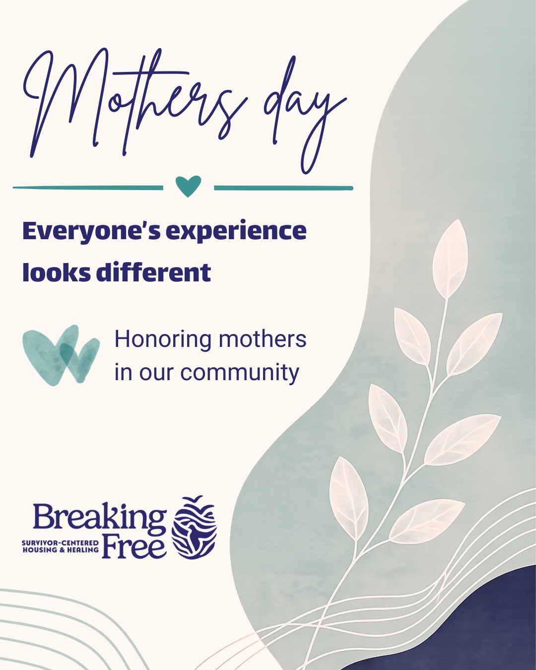 This Mother’s Day, we honor that everyone’s experience looks different.
For some, it is a day of celebration. For others, it may hold complexity, reflection, or healing.
At Breaking Free, we also want to recognize the strength of the survivors we serve who are mothers; those who are building stability, creating new paths, and showing up each day with care and resilience.
Today, we honor all who nurture, protect, and support others in ways both seen and unseen.
Who are you holding in mind today? 💙