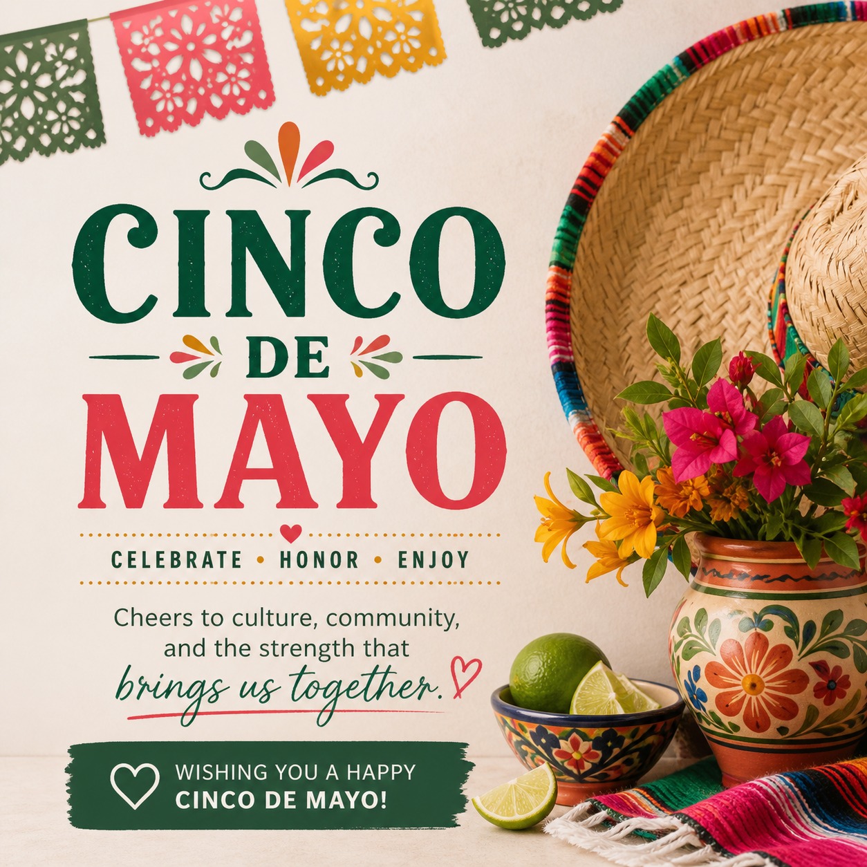 Happy Cinco de Mayo! Today we celebrate culture, community, and the traditions that bring people together. Wishing you a day filled with good food, bright moments, and great company. ❤️