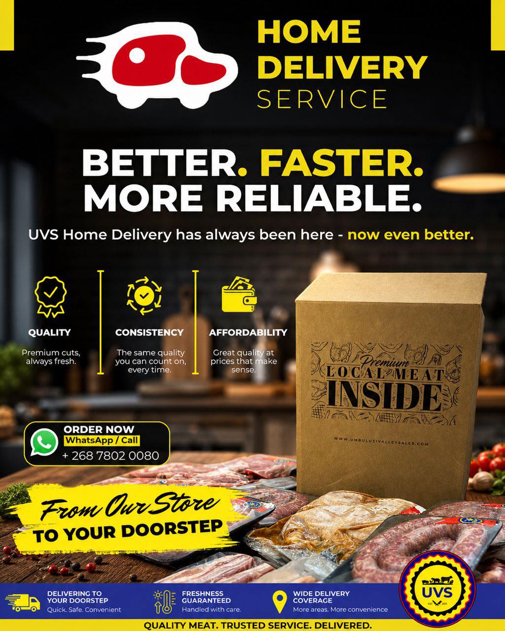 UVS Home Delivery Service is back! 🚚🔥
Enjoy premium quality meats delivered straight to your doorstep — faster, easier and more reliable than ever.
📱 Place your order today via WhatsApp/Call:
7802 0080 or via the link in our bio.
From our store to your door. Quick, safe and hassle-free. 📦
#UVS #HomeDeliveryService #AGreatPlaceToMeat #SupportLocal