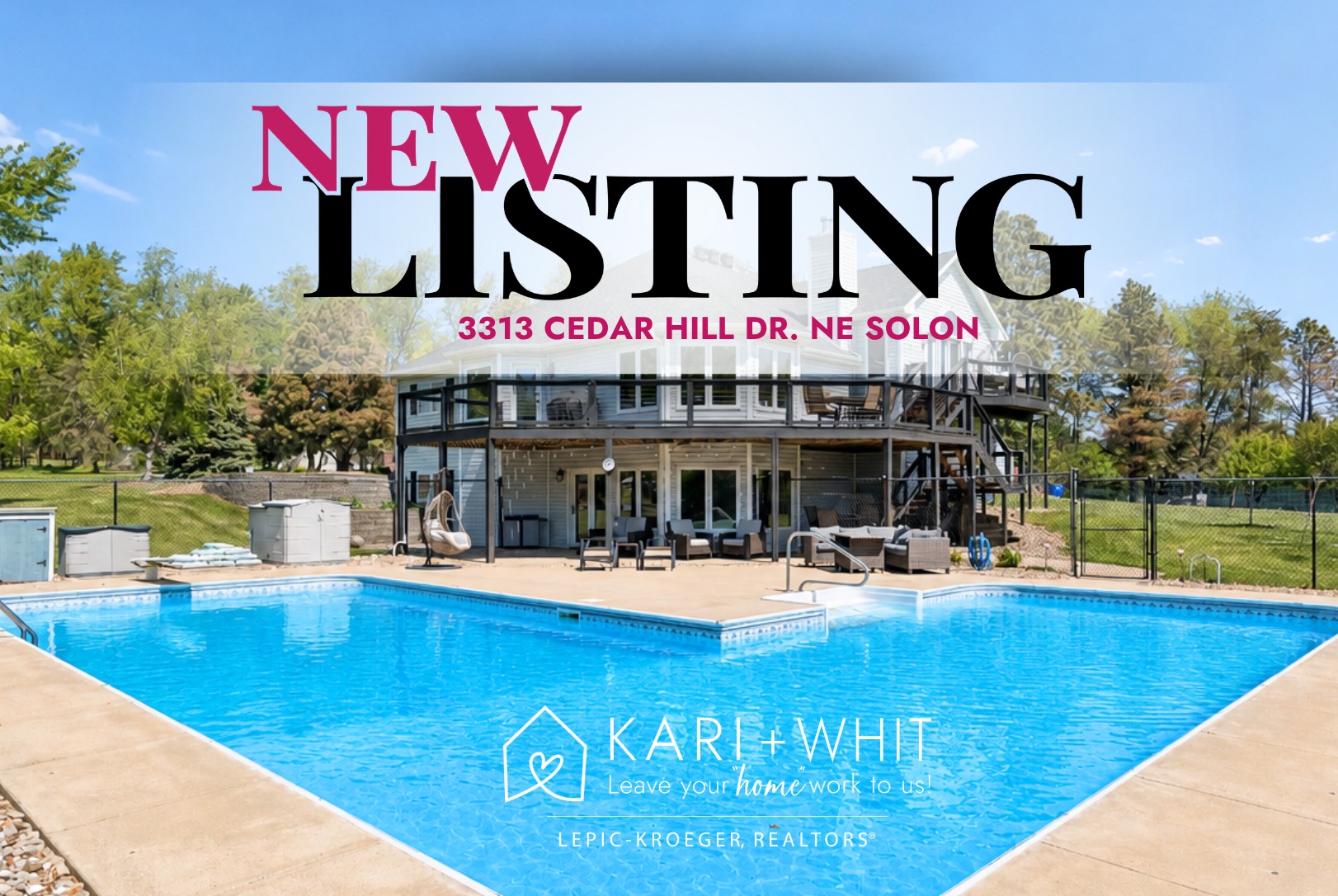 Acreage. Pool. Shop. Solon schools.
This one checks A LOT of boxes. 👏
Welcome to 2.73 scenic acres with an updated 4 bed, 3.5 bath home made for everyday living and summer entertaining.
Think: wrap-around deck, L-shaped in-ground pool, open-concept main level, spacious kitchen, vaulted primary suite, walkout lower level with wet bar + fireplace, and a heated 40x24 detached shop.
Major updates are already done, including roof, furnace, septic + more.
Move-in ready and built for living. 🌳☀️
DM us for details or to schedule a private showing.