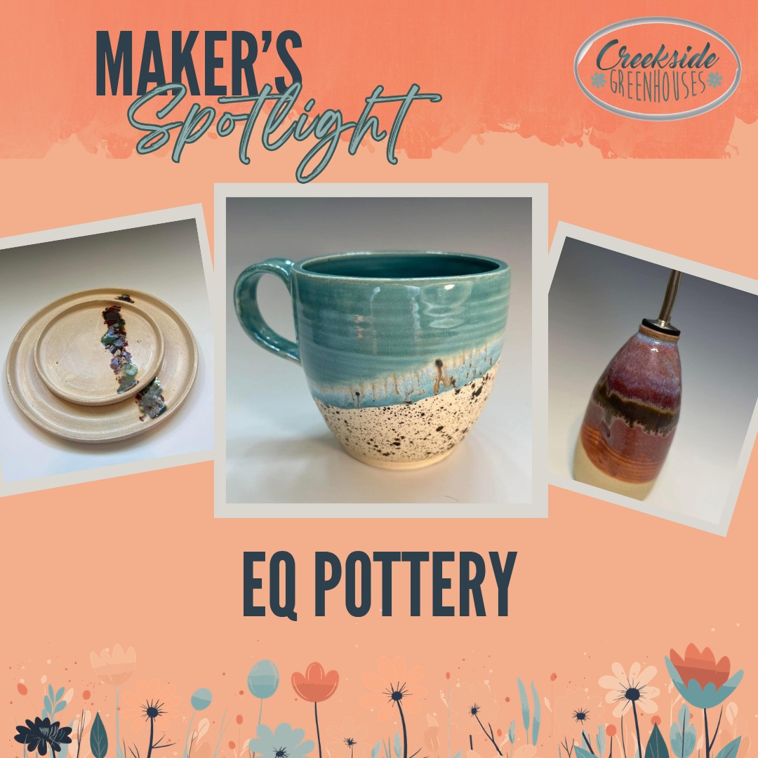 🌸New Maker to the Market🌸
EQ Pottery, made by Emily Quitney in Willmar, Minnesota, is dedicated to crafting functional, handcrafted pieces that blend artistry with everyday use. Known for its balanced forms and unique designs, EQ Pottery focuses on small-batch production using high-quality clay and carefully developed glaze combinations. Each piece is thoughtfully crafted to bring warmth and character into homes—whether through minimalist tableware, decorative vessels, or custom creations. Rooted in craftsmanship and attention to detail, EQ Pottery celebrates the beauty of handmade work and the quiet elegance of natural materials.
At Creekside Greenhouses for our Maker's Market on Sat May 16th 9a-2p.
#creeksidegreenhouses #creeksidemakersmarket #creeksidegreenhousesmn #creekside #flowerpower #makersgonnamake #makerspotlights