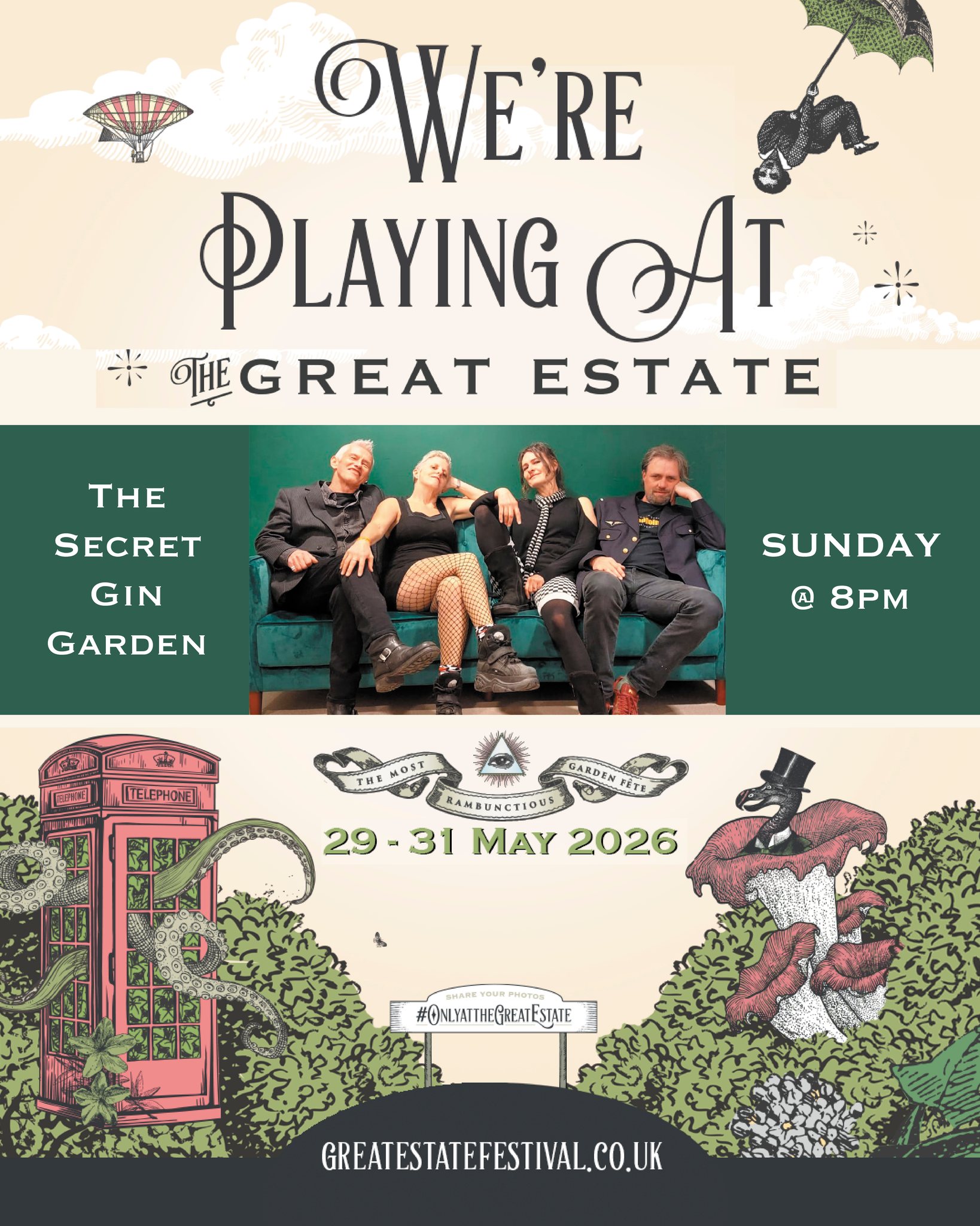 Chuffed to be headlining The Secret Gin Garden stage on Sunday @great_estate_festival (Praying for sunshine and beautifully sozzled lovely people!)☀️☀️☀️☀️
– great_estate_festival #onlyatthegreatestate #stayrambunctious #cornwalllife #cornishmusic #disappointmentsuk #cornishgigguide