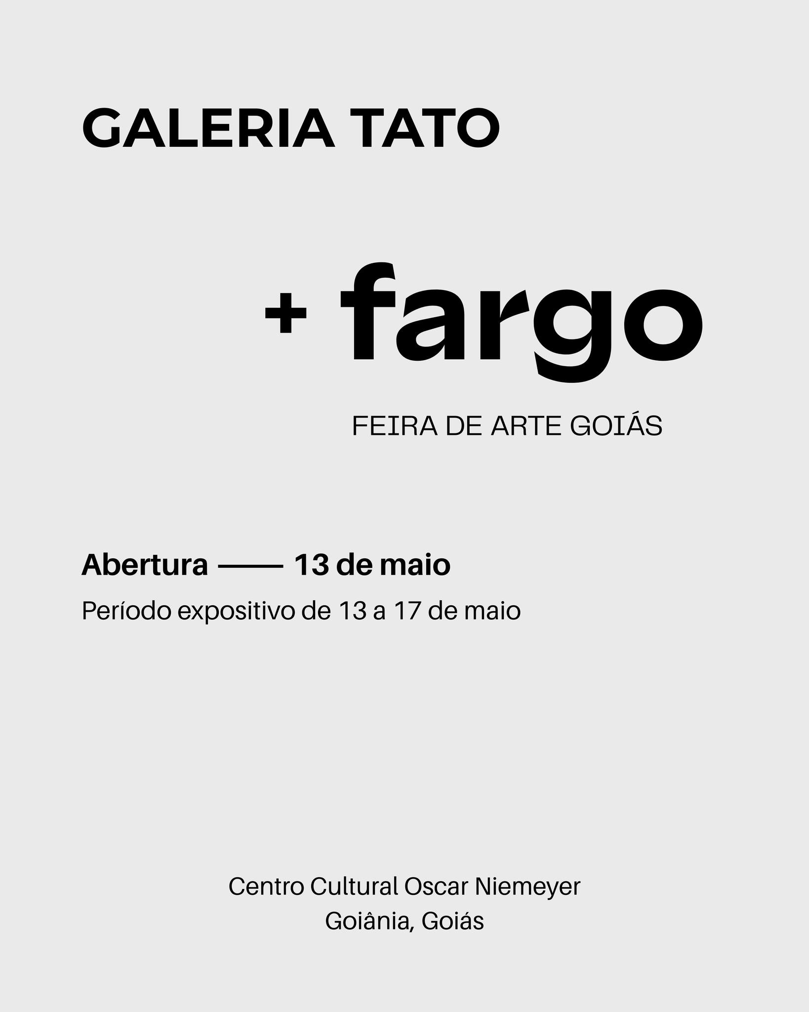 A Galeria Tato participa pela segunda vez da FARGO, Feira de Arte Goiás, que ocorre de 13 a 17 de maio em Goiânia - GO.
Nesta edição, a Galeria Tato selecionou trabalhos dos seus sete artistas representados: Ana Michaelis, Luiz 83 e Pedro Hórak, com destaque para a produção de Juniara Albuquerque, que apresenta um amplo conjunto da sua série sem título, onde acopla ossos de animais e os cobre com pintura automotiva, criando seres híbridos que problematizam noções acerca do desejo, animalidade, vida e morte.
Além dela, Desirée Hirtenkauf, que apresenta obras bordadas e desenhos que figuram histórias e personagens oníricos; Lucas Quintas, com trabalhos da série ciclos e da série Ilusão, estruturados à partir de esquemas matemáticos; e Anna Guerra, que apresenta peças que integraram sua mais recente individual no MARP e aprofundam sua pesquisa com os emaranhados têxteis.
Novamente, a Galeria Tato afirma seu compromisso em dialogar com o eixo do Centro-Oeste, cada vez mais protagonista e pujante no cenário contemporâneo brasileiro.
FARGO - Feira de Arte Goiás
Centro Cultural Oscar Niemeyer
13 a 17 de maio, das 14h às 21h