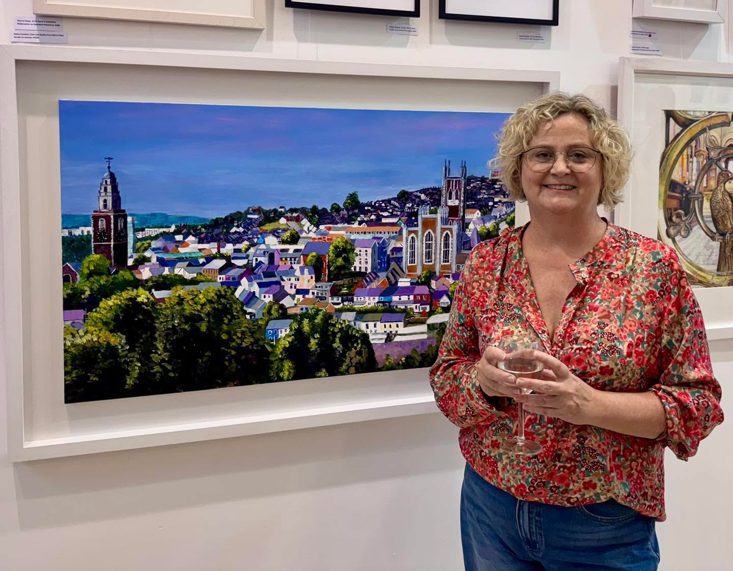 Opening night tonight at The Market Gallery in Douglas and I’m delighted to have my painting Cork City Skyline included in the exhibition alongside the work of 19 other artists.
I really enjoyed chatting with the other artists this evening and meeting the people who came in to see the exhibition. It’s always lovely hearing what people connect with in the work and having those conversations around art, colour and Cork itself.
The exhibition will remain in the gallery for the next few weeks if you’d like to pop in and have a look.
#HelenCondonArt