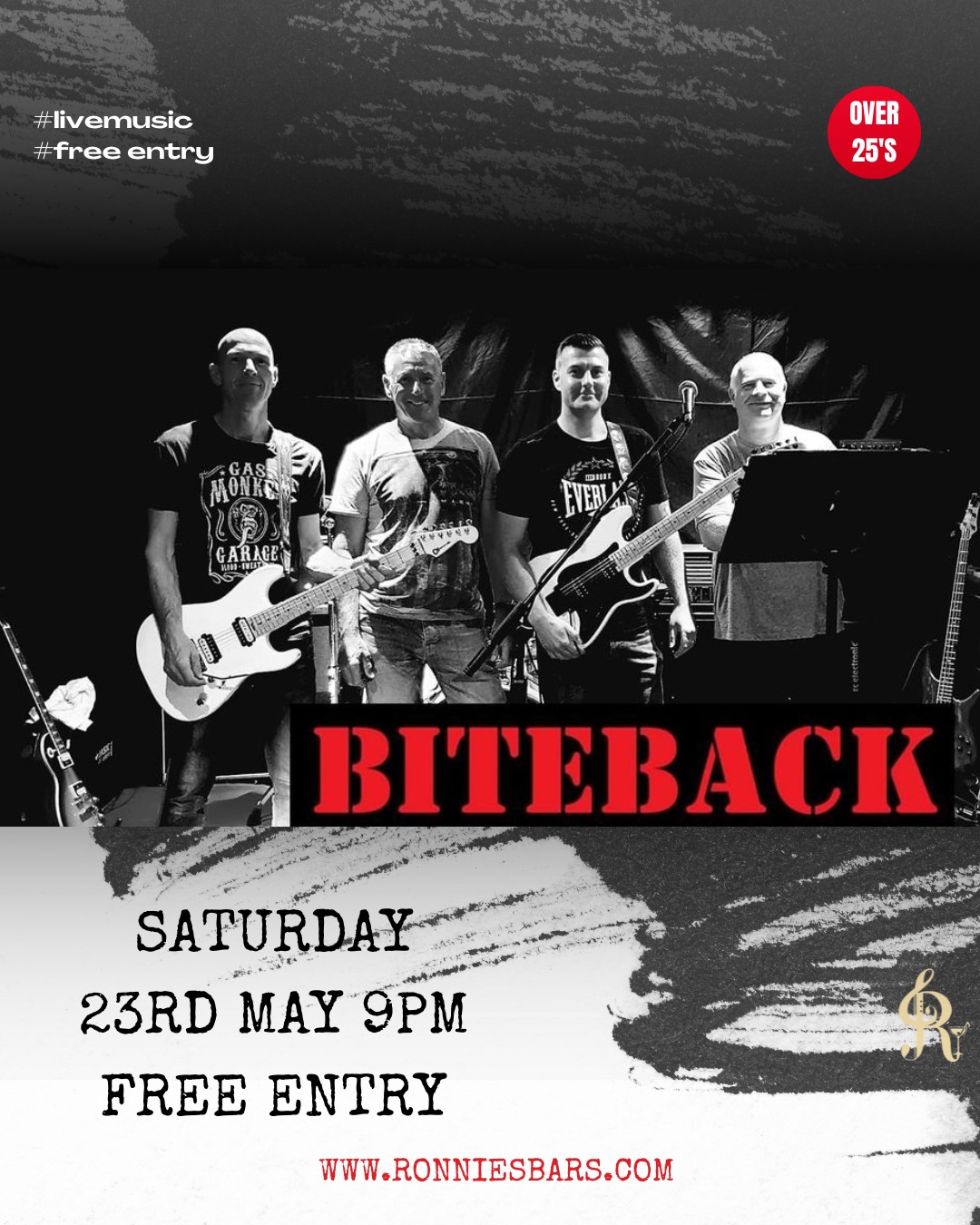 Calling all over 25's - Saturday night at Ronnies is just for you! We have the brilliant BiteBack performing and boy do they know how to get the party going! Great night ahaead! Get it in your diary!
#WhatsHappeningAtRonnies #warwickbars #livemusicwarwick #followus