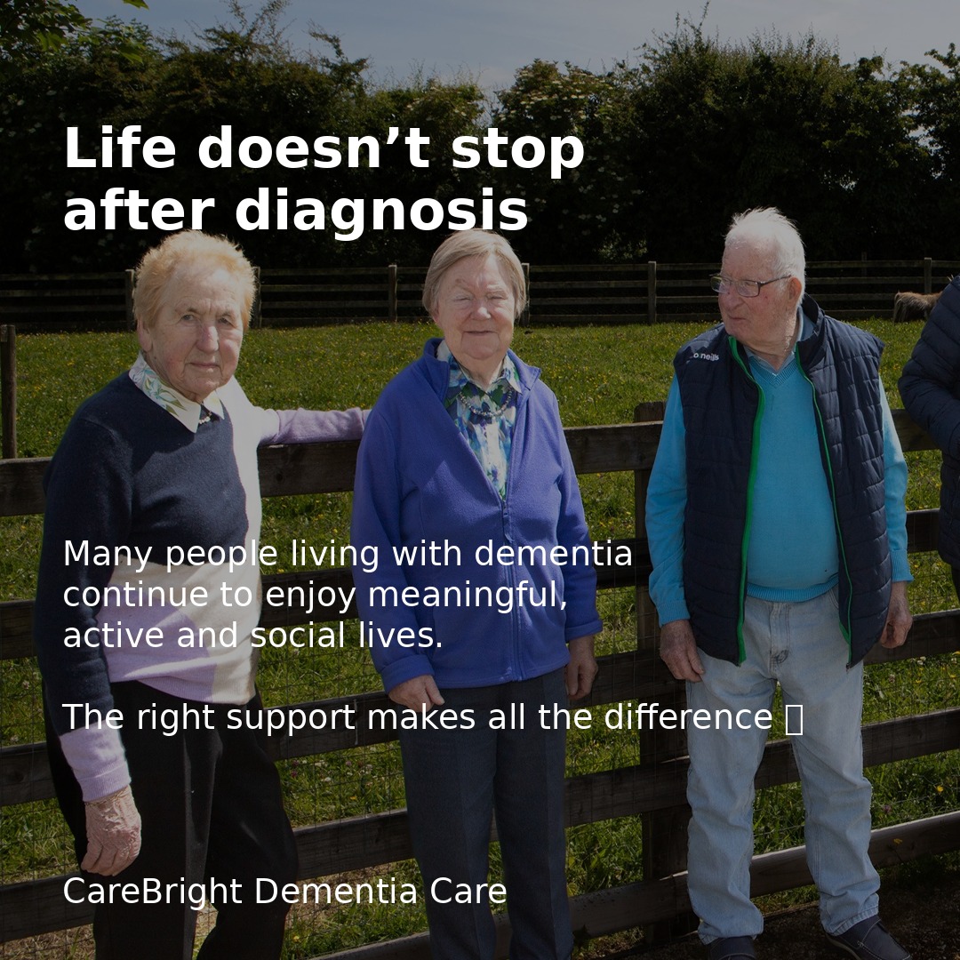 Dementia does not mean life stops.
Many people living with dementia continue to enjoy meaningful moments, friendships, activities, and involvement in their communities for many years π
At CareBright, we believe every person deserves the opportunity to live with dignity, purpose, connection, and joy β with the right support around them.
Person-centred care helps people continue to thrive, not just exist β€οΈ
#CareBright #DementiaAwareness #LivingWellWithDementia #PersonCentredCare #DementiaSupport #IrishHealthcare #CareWithCompassion #CommunityCare #AlzheimersAwareness #HealthcareIreland #QualityOfLife #CareExcellence #SocialCare #AgeingWell #CompassionateCare