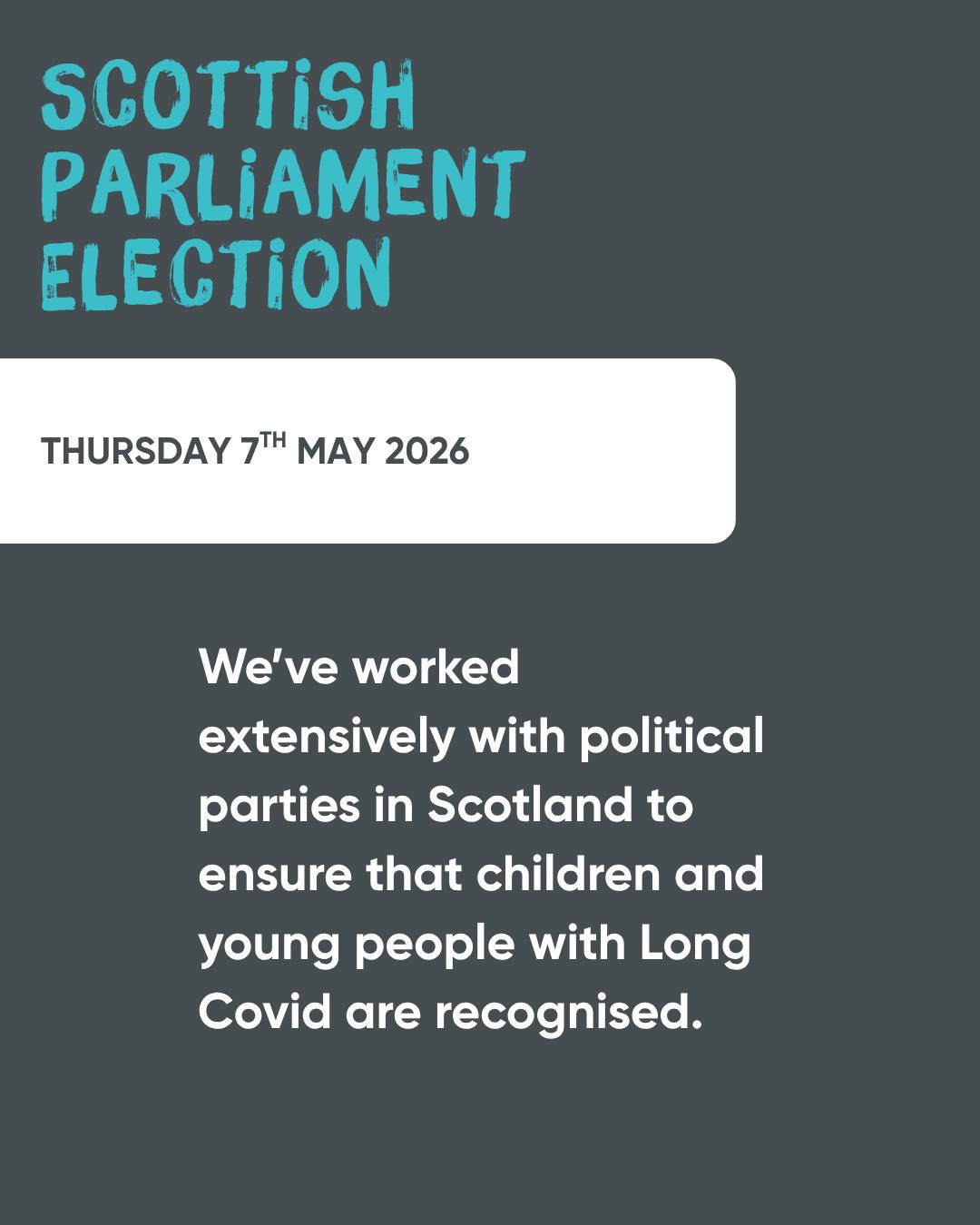 Ahead of the Scottish election, we’ve been working to make sure children and young people with Long Covid are part of the conversation 🧡
We’re encouraged to see this reflected in manifesto commitments from:
Scottish Liberal Democrats
Scottish Labour
Scottish National Party
This didn’t happen by chance — it reflects sustained advocacy, evidence-sharing, and making sure young people’s voices were heard.
🧡 What matters now is what happens next.
For children and families, recognition needs to lead to real support in daily life.
We will keep pushing for:
• dedicated paediatric services
• equitable access across Scotland
• long-term support for children and their families
📢 Because recognition must lead to action.
#LongCovidKids #LongCovid #LongCovidScotland #ChildHealth #HealthEquity #ScottishElection #ChronicIllness #InvisibleIllness #DisabilityRights