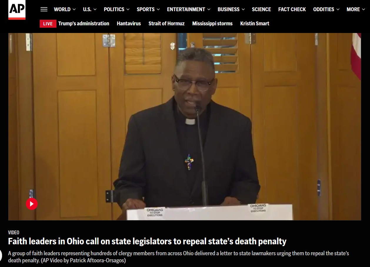 On Monday, our friends at Ohioans to Stop Executions (OTSE) hosted a Press Conference featuring faith leaders against the death penalty. Together, they called Ohio's legislature to repeal the state's death penalty. Pictured is Rev. Jack Sullivan, Jr., friend of SCADP and speaker with our Palmetto Journey of Hope Speaker Series!
Read more here: https://apnews.com/video/faith-leaders-in-ohio-call-on-state-legislators-to-repeal-states-death-penalty-edb765e9de7a47709ae221626295d716?utm_source=copy&utm_medium=share