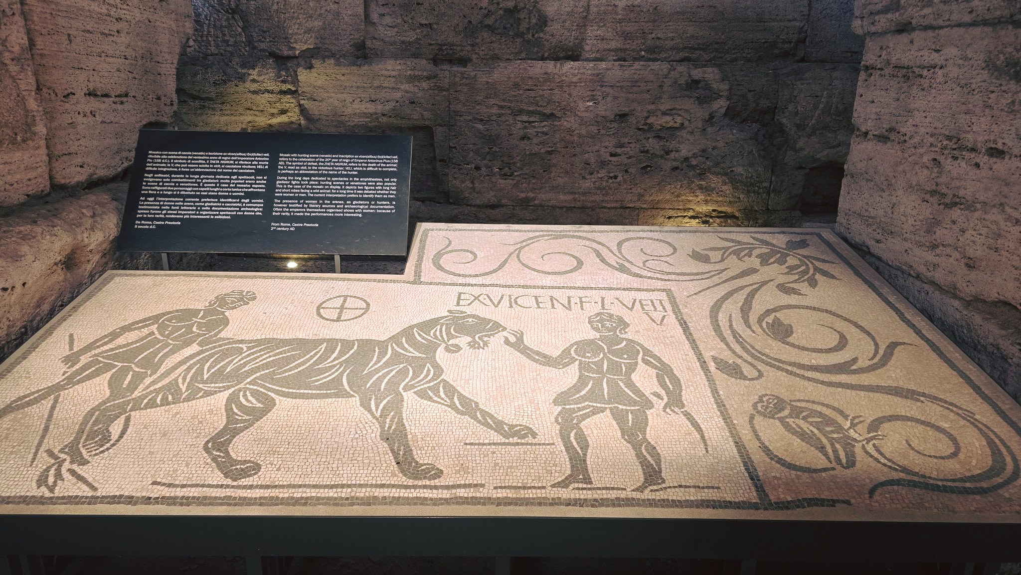 Did you know women fought at the Colosseum in Ancient Rome? It was rare, but it happened.
This mosaic shows a victorious female gladiator (known as a "gladiatrix") after defeating a tiger. A symbol appears above the animal, marking its death, along with the letter V for “vicit,” meaning the hunter won.
Still wild to think mosaics like this has survived over 1,800 years!
