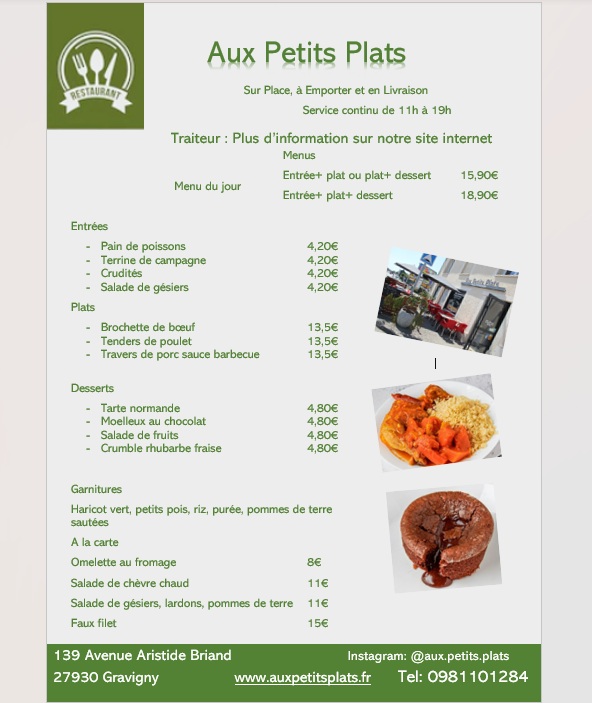 Menu du jour jeudi 7 mai.