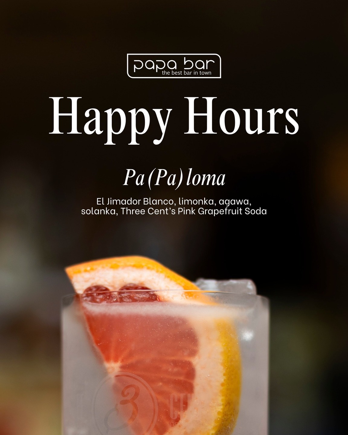 Zdążysz do 20:00?
Pa(pa)loma czeka 🍊
tequila • grejpfrut • agawa • solanka
Happy Hours. Niedziela - czwartek 17:00-20:00.
Specjalna cena tylko teraz. Oznacz @papa_bar_wroclaw niech inni też zdążą.
📍 Papa Bar, ul. Rzeźnicza 32/33, Wrocław
📲 Rezerwacje: +48 573 179 916 • 71 341 04 85