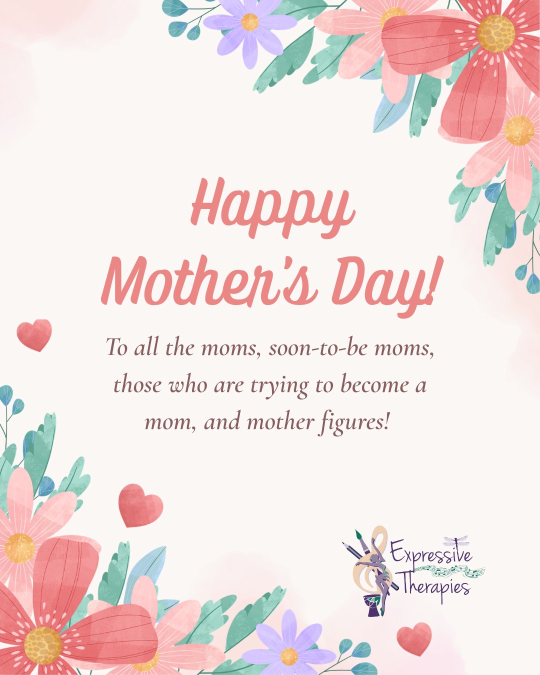 Happy Mother's Day from Expressive Therapies!
#expressivetherapiesllc #mothersday