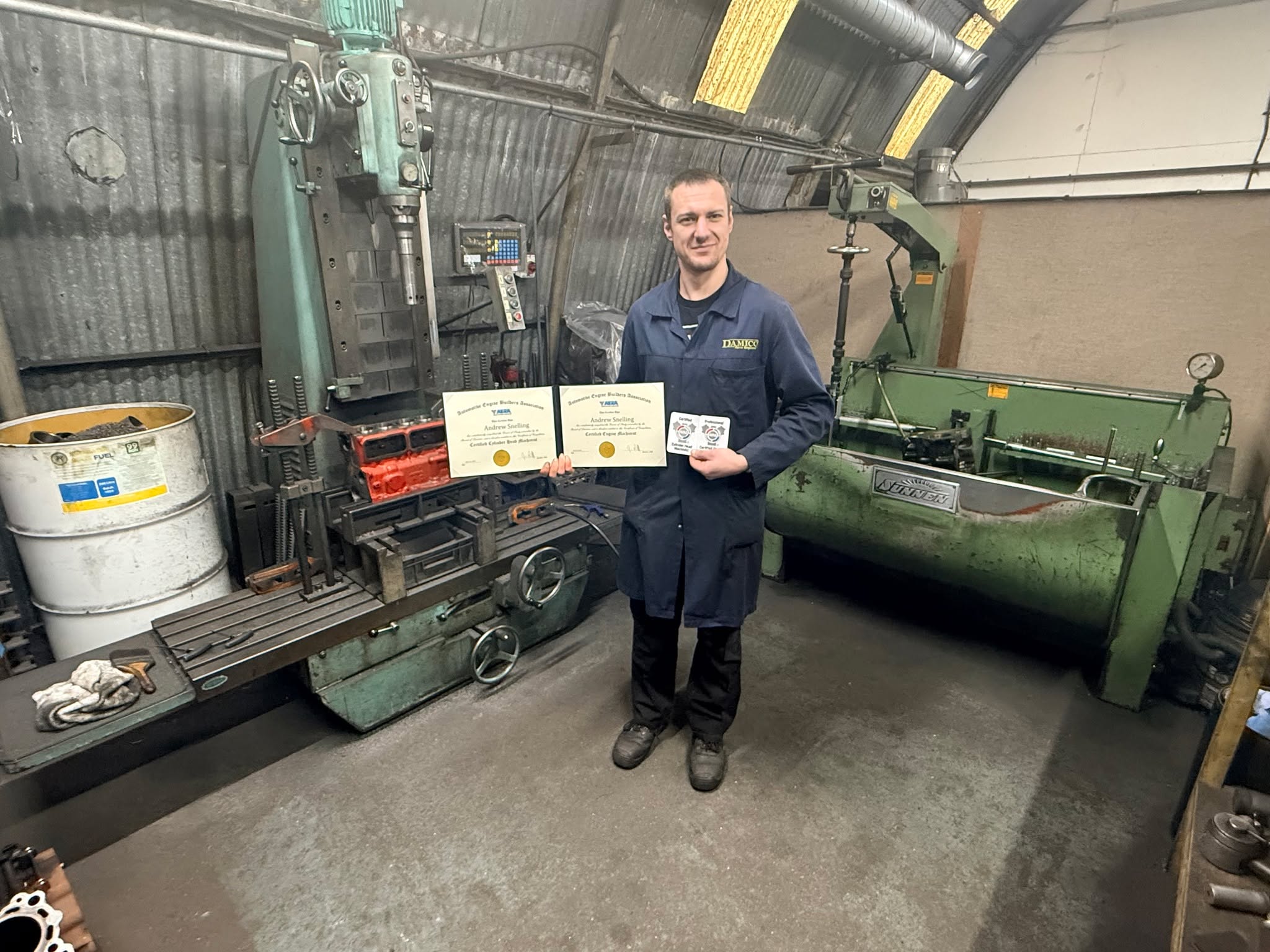 Huge congratulations to Andrew from all of us at Damico Engines Ltd👏
We’re proud to announce that Andrew has officially achieved both Certified Cylinder Head Machinist and Certified Engine Machinist status through the AERA Engine Builders Association in partnership with the Federation of Engine Re-Manufacturers.
These certifications, alongside his Engineering Apprenticeship at West Suffolk College in 2010 and years of hands-on experience under the guidance of Darren at Damico, are a testament to Andrew’s precision, dedication and commitment to excellence in engine machining.
His achievement reflects the high standards we uphold every day at Damico and we couldn’t be prouder.
Well done, Andrew and thank you to FER and AERA for supporting excellence within the industry.
#damico_engines_ltd | #EngineRebuild @damico_engines_ltd