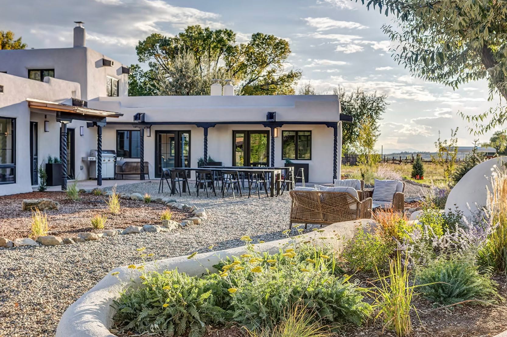 Situated on over eight acres of pristine valley lands, Gem Hacienda offers the quintessential New Mexican experience, combining the area’s natural beauty with traditional adobe architecture, luxurious amenities, and activities for every season. Gem Hacienda’s ideal location is close to Taos Plaza, which features a variety of art galleries, restaurants, and quaint shops, while views of Taos Mountain and roaming wildlife set the scene for a secluded mountainside sanctuary. It serves as the perfect setting for gathering friends, families, or any group seeking a tranquil getaway.
At Gem Hacienda, true luxury comes from knowing that every detail has been thoughtfully handled by the dedicated concierge. Special requests, wine and grocery deliveries, plus activities and more are all arranged beforehand, providing guests with the peace of mind to relax during their vacation. Gem Hacienda is viewed as a place where white glove service is executed in an approachable, relaxing manner, with no pretenses needed.
Ask us for details info@dominiquedebay.com or phone us at 1-212-752-1416 and Whatsapp 1-917-940-2407 #Dominiquedebaycollection @GemHacienda also consider @MeadowstoneManor @SeaPalmsEstate @seaoatscaptivaisland