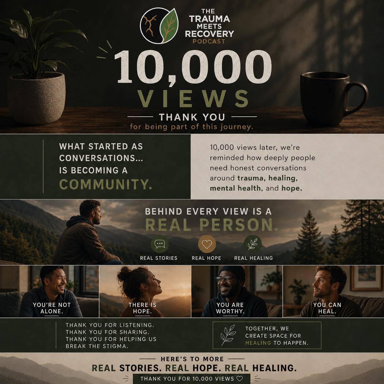 10,000 views later… and what matters most is the community growing behind it. 🤍
Thank you for listening, sharing, supporting, and helping create space for real conversations around trauma, healing, mental health, and hope.
Real stories. Real hope. Real healing.
🎙️Listen/Watch on all major platforms. Links in Bio.
#MentalHealth #TraumaHealing #HealingJourney #MentalHealthAwareness #PodcastCommunity #MentalHealthPodcast #TraumaRecovery #Healing #SelfGrowth #EmotionalHealing #Psychology #YouAreNotAlone #RecoveryJourney #HopeAndHealing #podcast #podcastersofinstagram