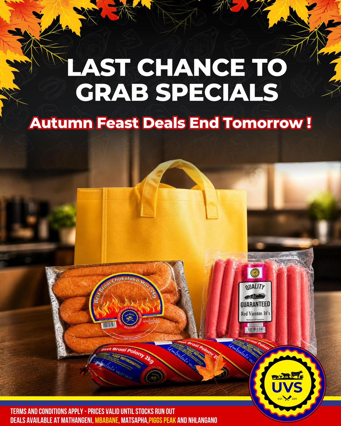 This Friday, 8 May 2026 is your LAST chance to grab our Month-End Specials. 🥩🔥
Don’t miss out — swing by UVS and stock up before it’s too late!
#UVS #AutumnFeastDeals #AGreatPlaceToMeat #SupportLocal